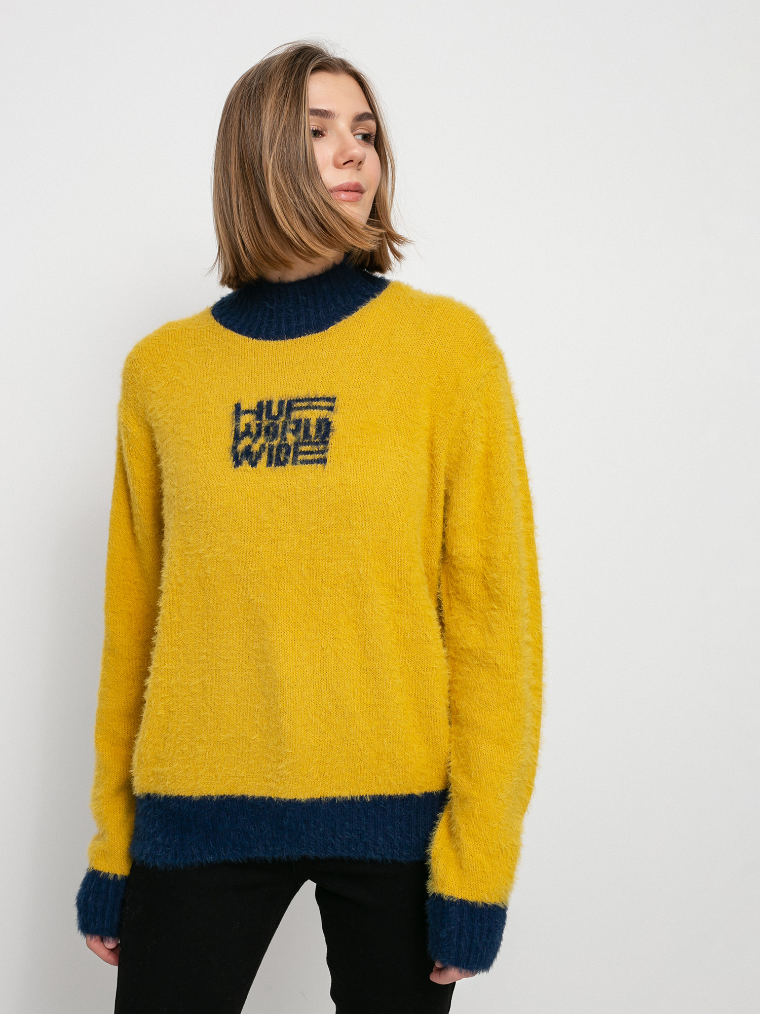 Sweter HUF Disorder Jacquard Wmn (gold)