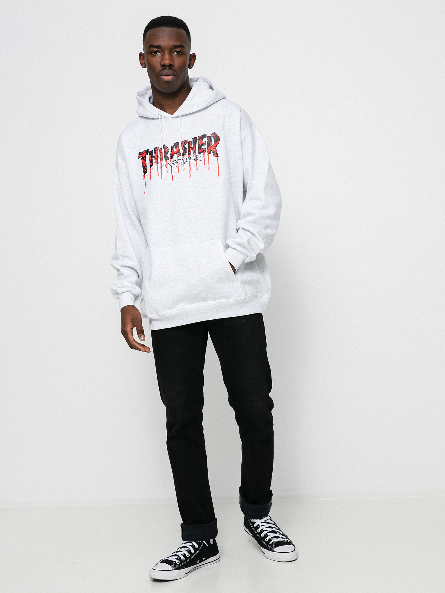 Bluza z kapturem Thrasher Blood Drip HD (ash)