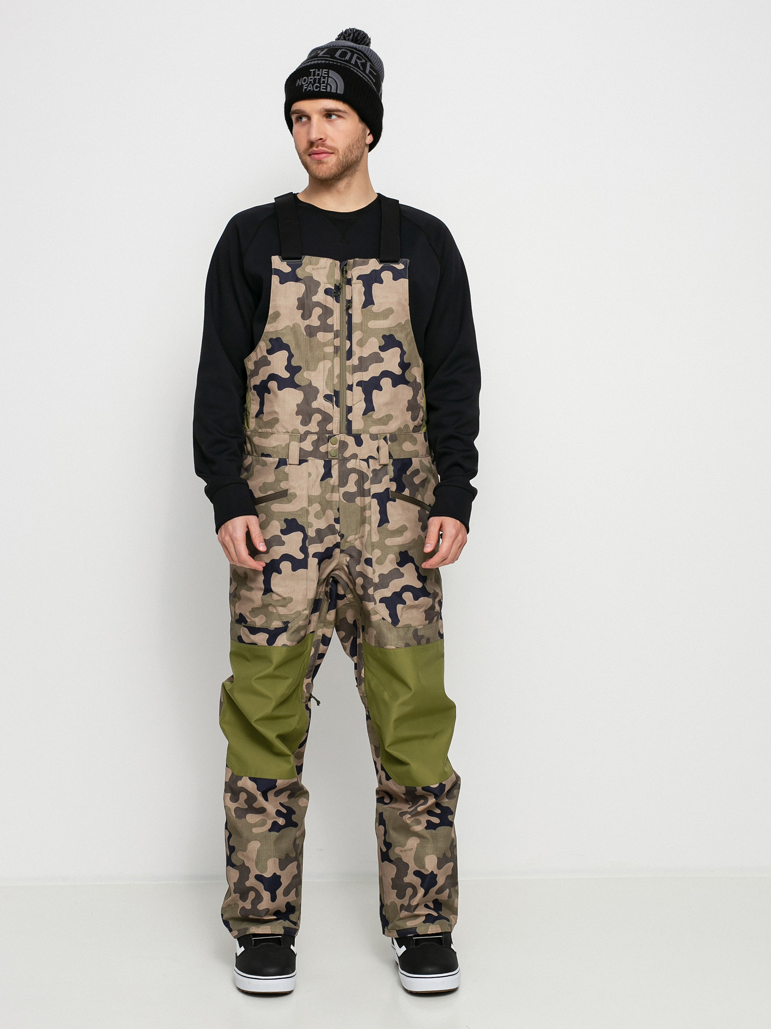 Męskie Spodnie snowboardowe Burton Gore‑Tex Reserve Bib (martini olive terra camo/martini olive)