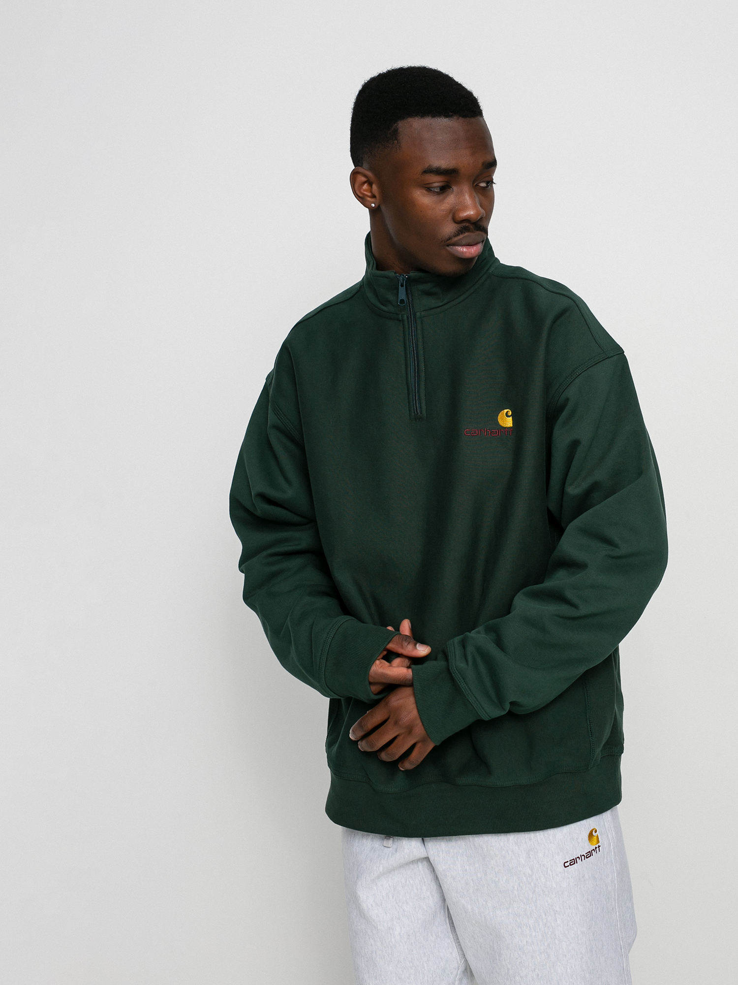Bluza Carhartt WIP American Script Half Zip (grove)