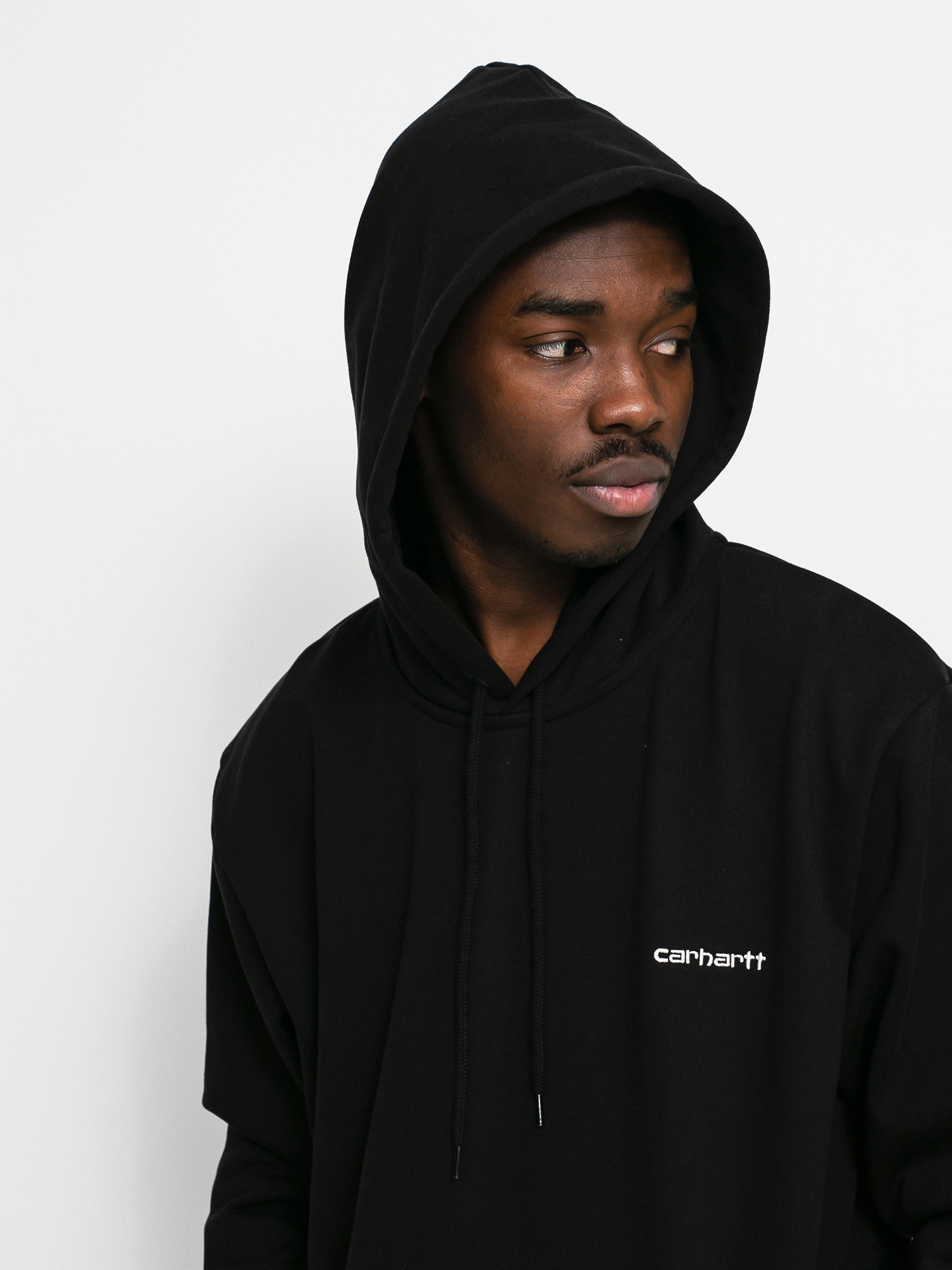 Bluza z kapturem Carhartt WIP Script Embroidery HD (black/white)