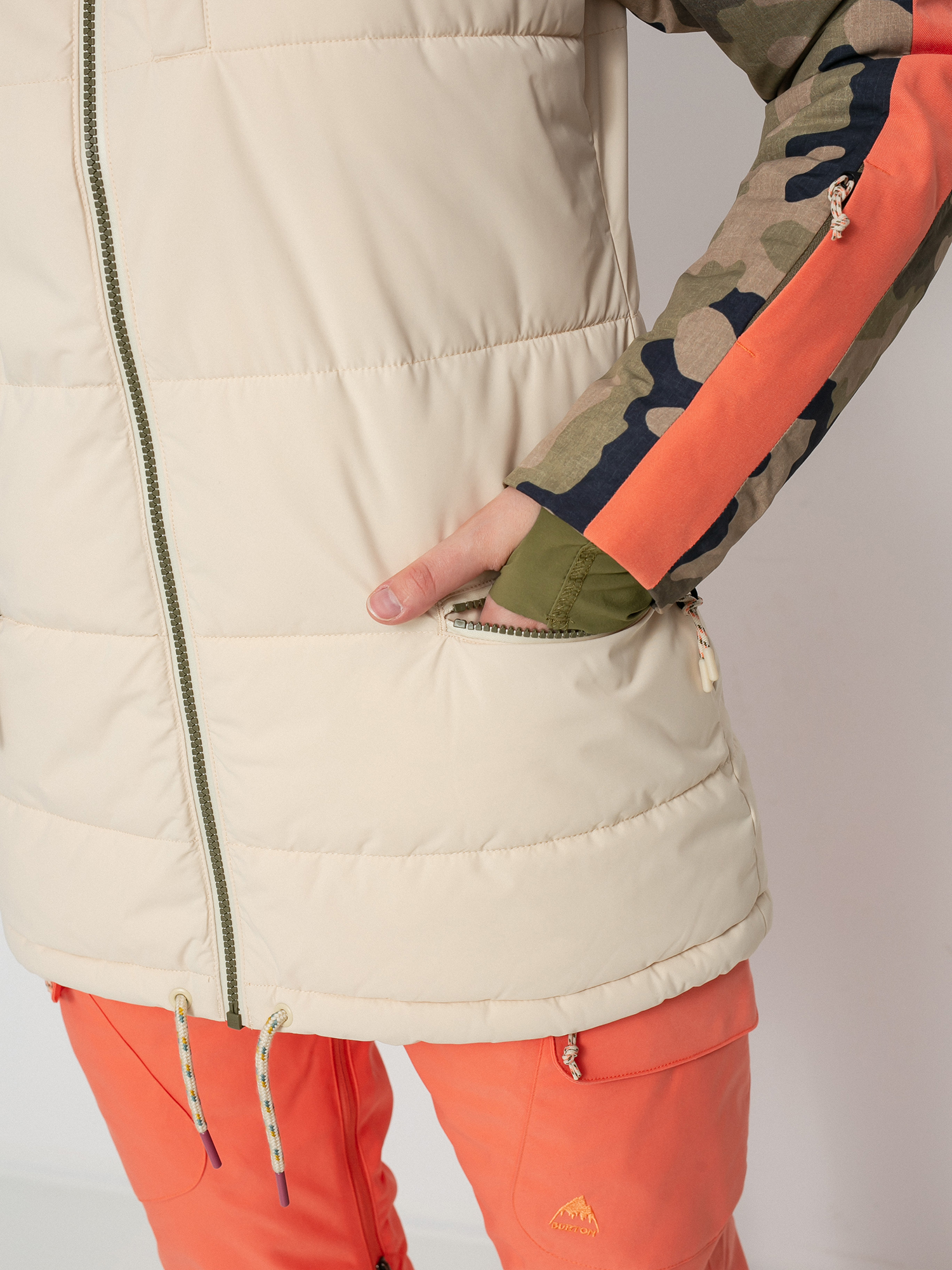 Damska Kurtka snowboardowa Burton Keelan (creme brulee/martini olive terra camo)