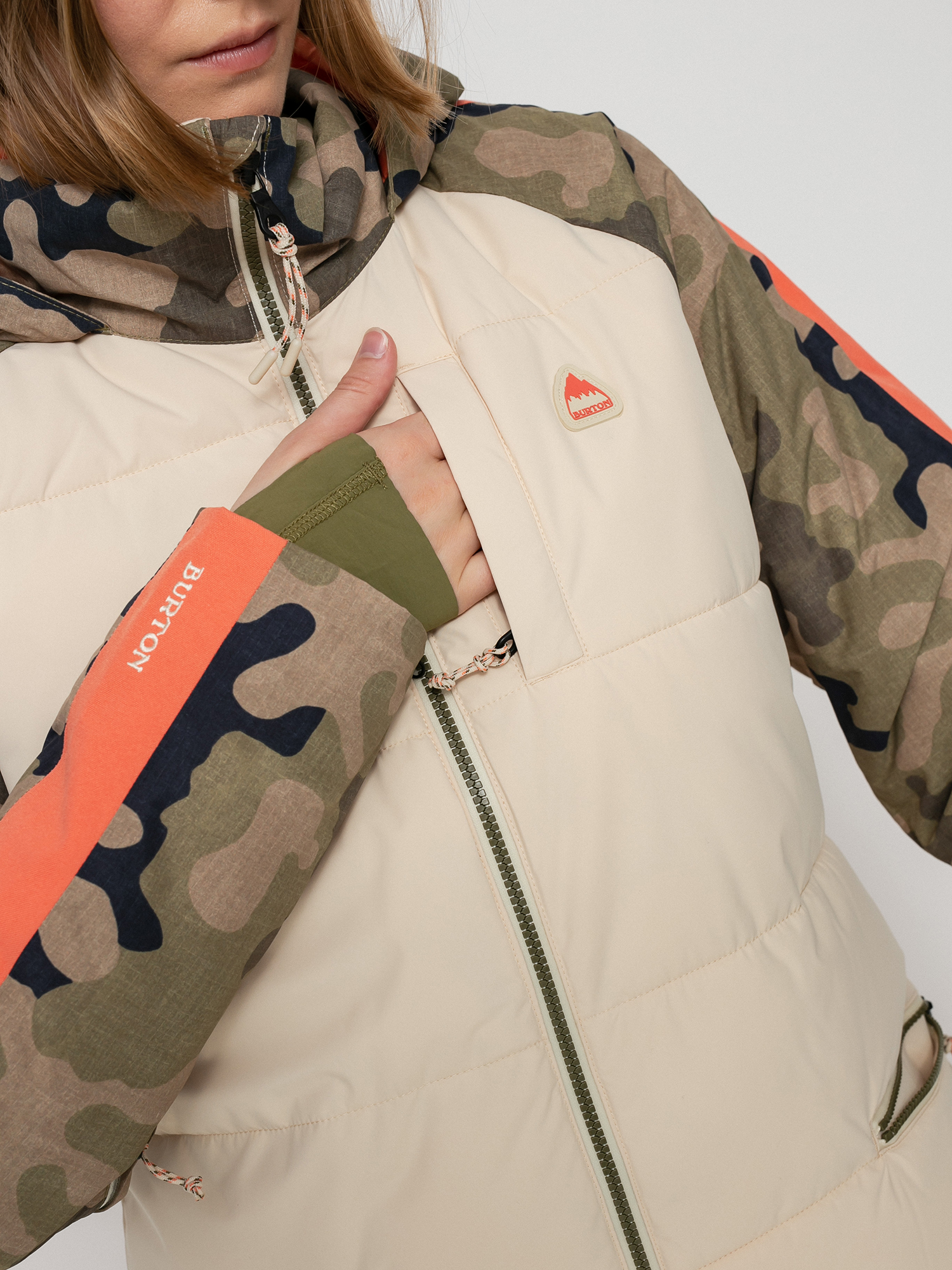 Damska Kurtka snowboardowa Burton Keelan (creme brulee/martini olive terra camo)