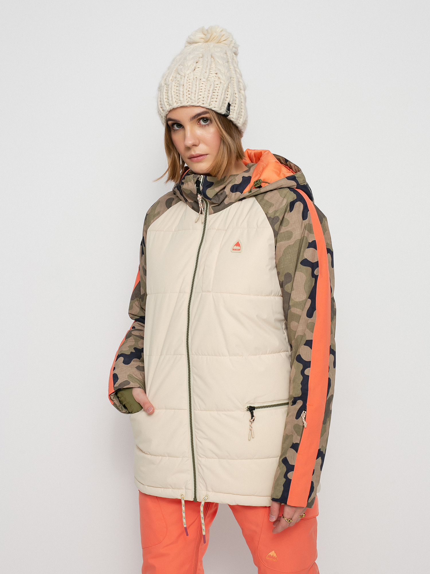 Kurtka snowboardowa Burton Keelan Wmn (creme brulee/martini olive terra camo)