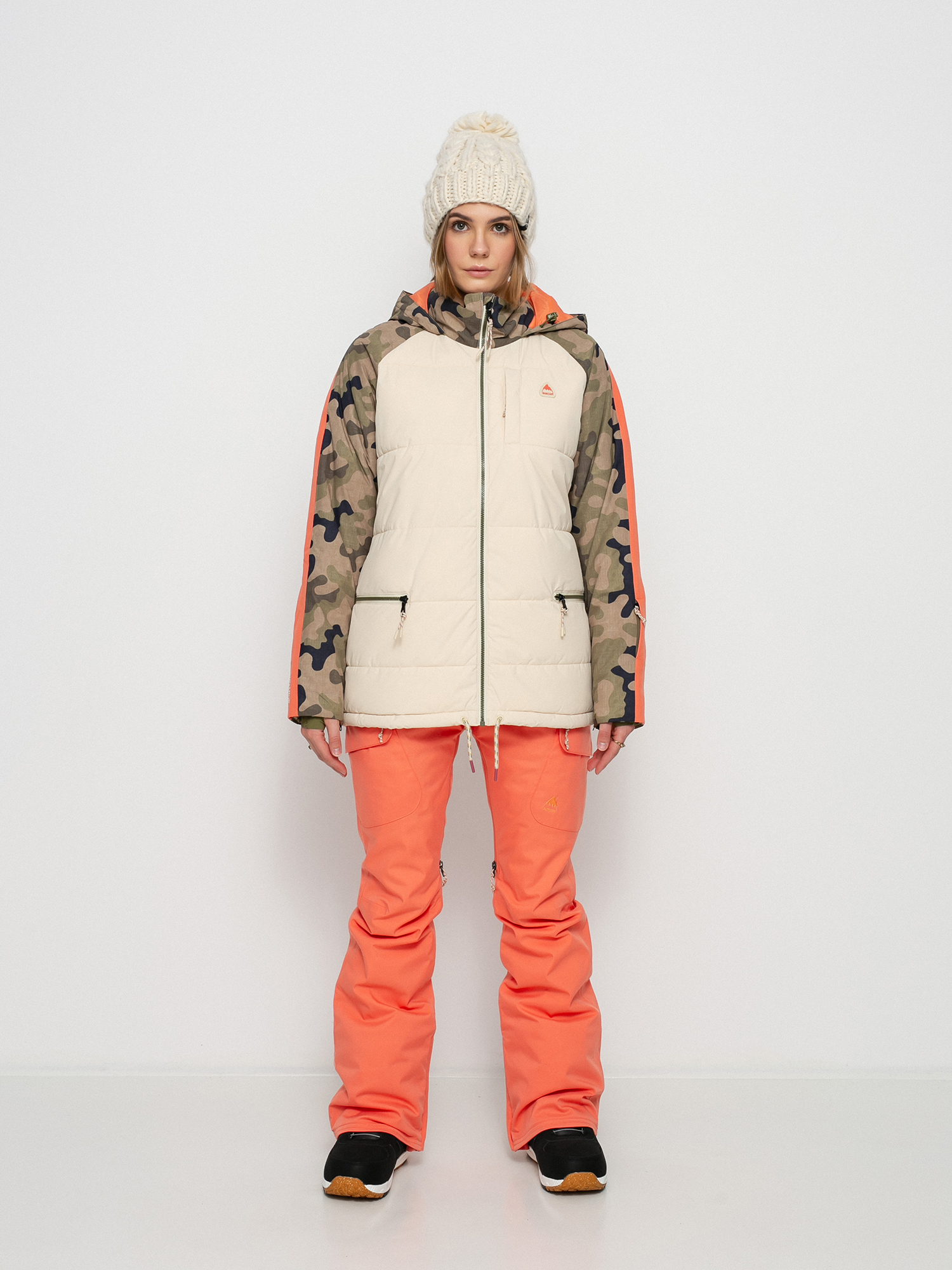 Damska Kurtka snowboardowa Burton Keelan (creme brulee/martini olive terra camo)