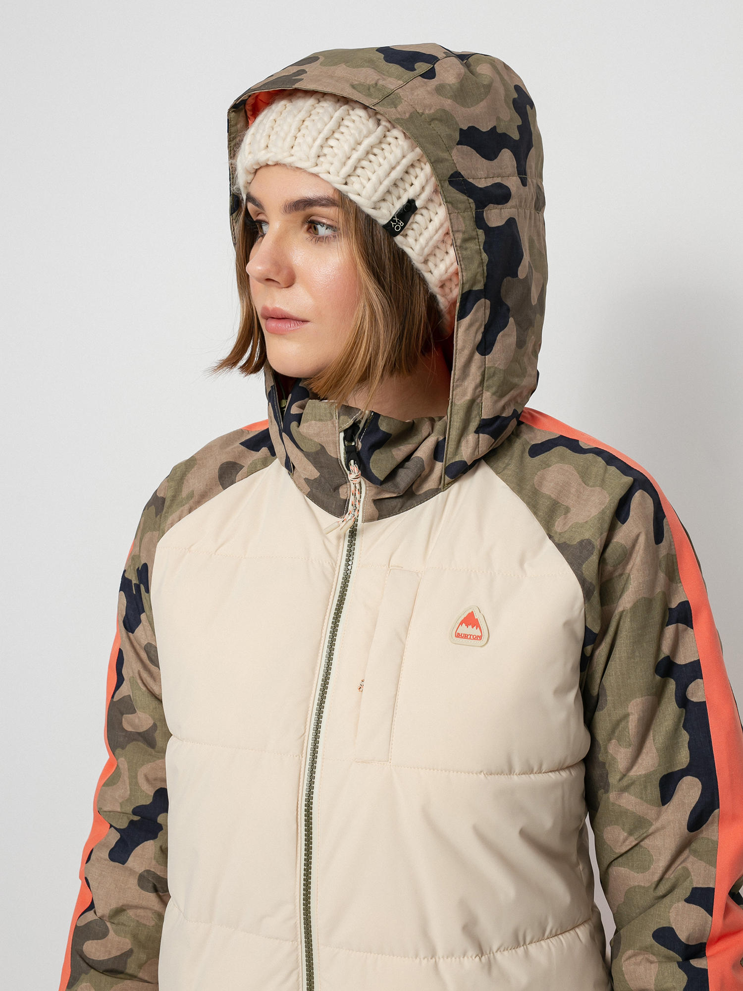 Damska Kurtka snowboardowa Burton Keelan (creme brulee/martini olive terra camo)