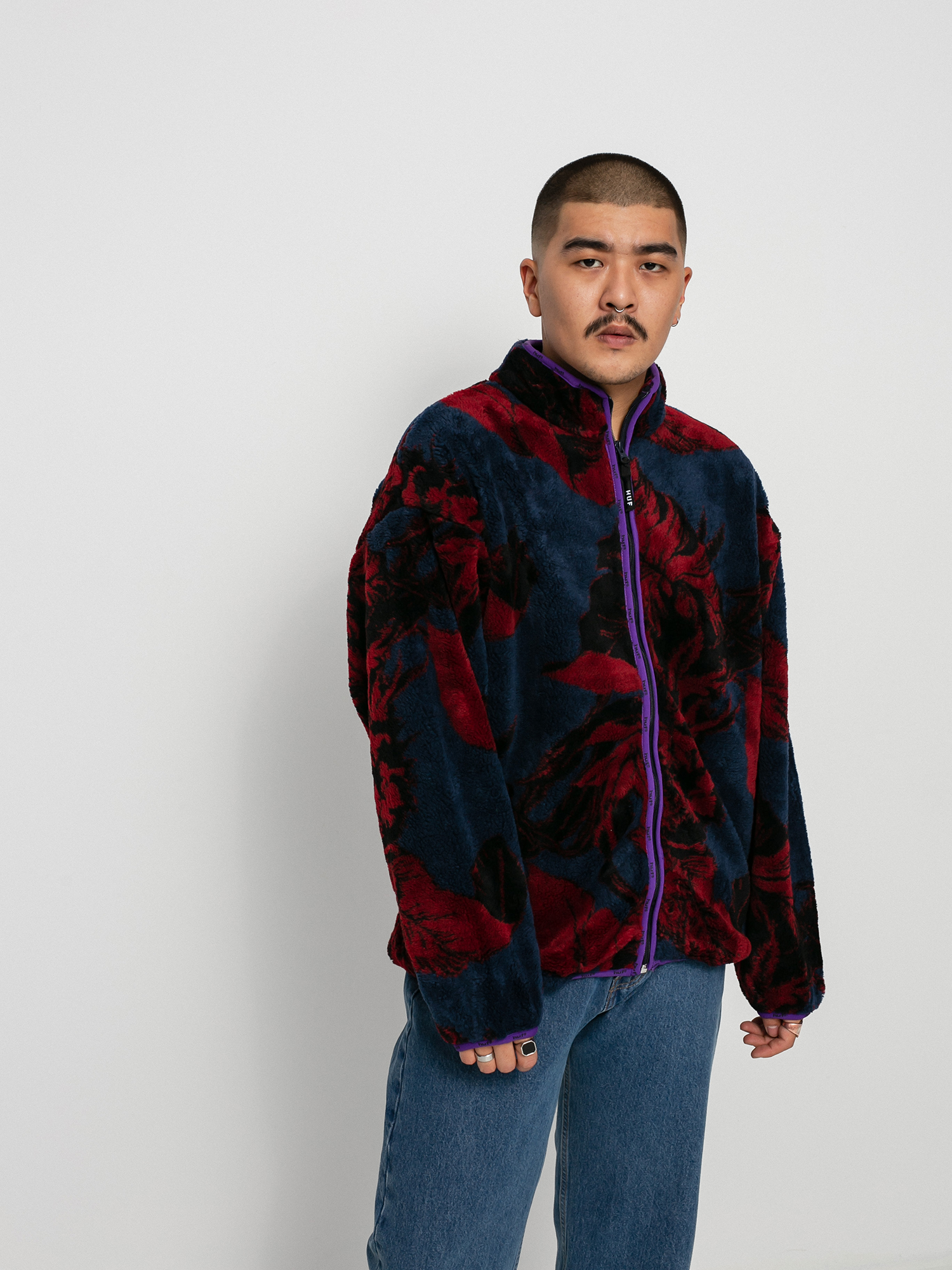 Męski Polar HUF Sativa Floral Sherpa (navy blazer)