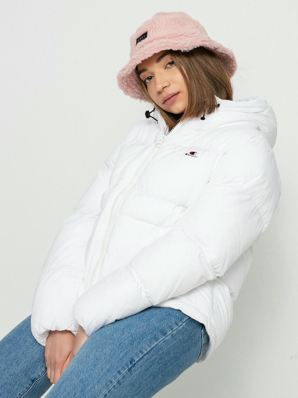 Kurtka Champion Hooded Jacket 114577 Wmn (wht)