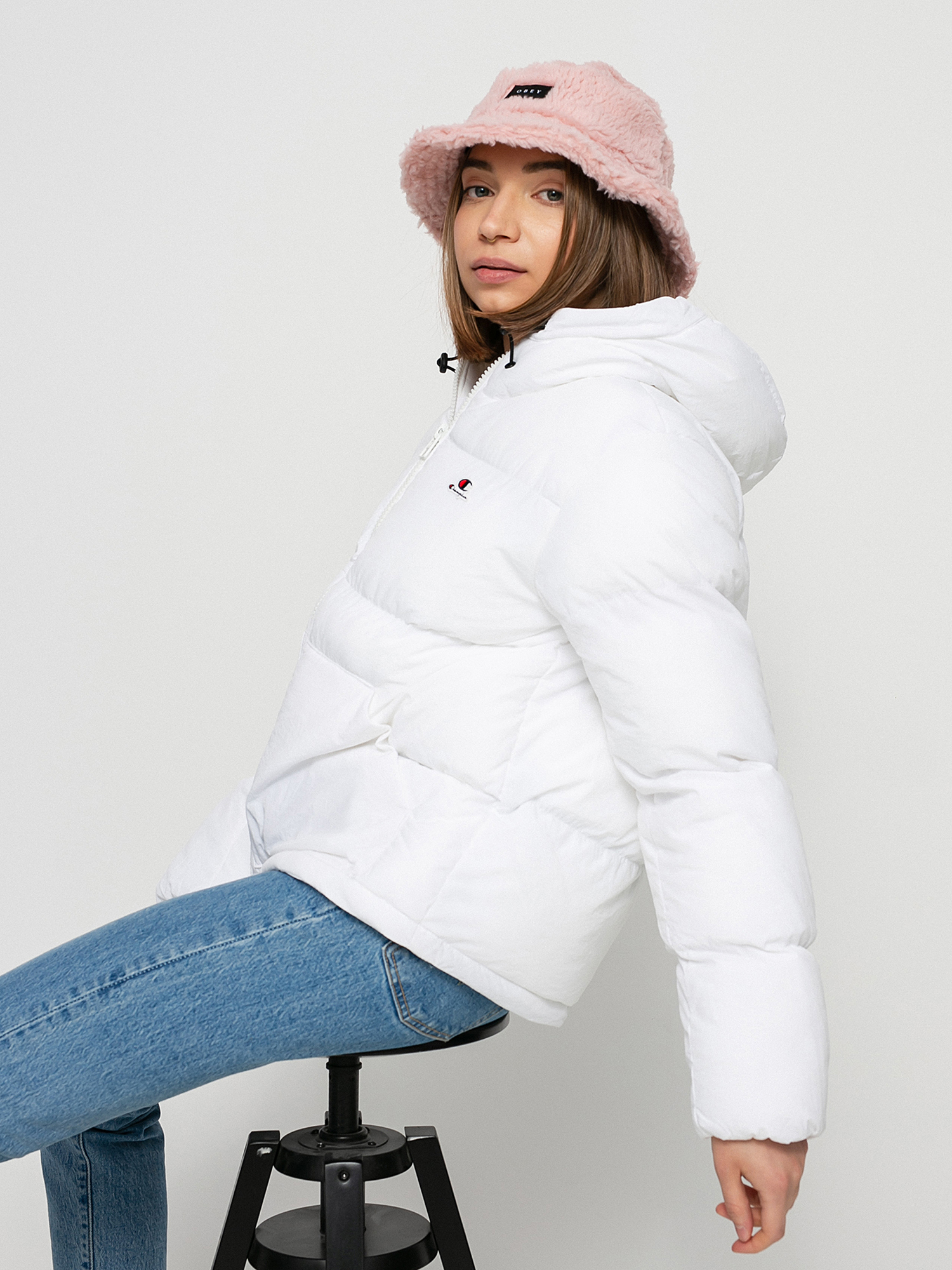 Kurtka Champion Hooded Jacket 114577 Wmn (wht)