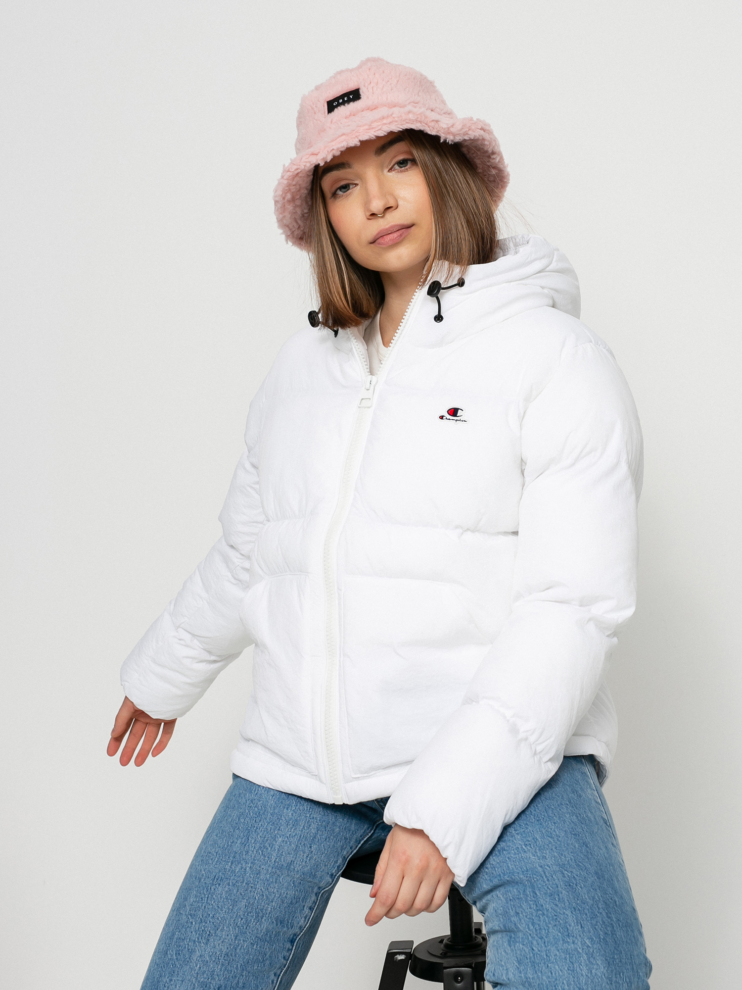 Kurtka Champion Hooded Jacket 114577 Wmn (wht)