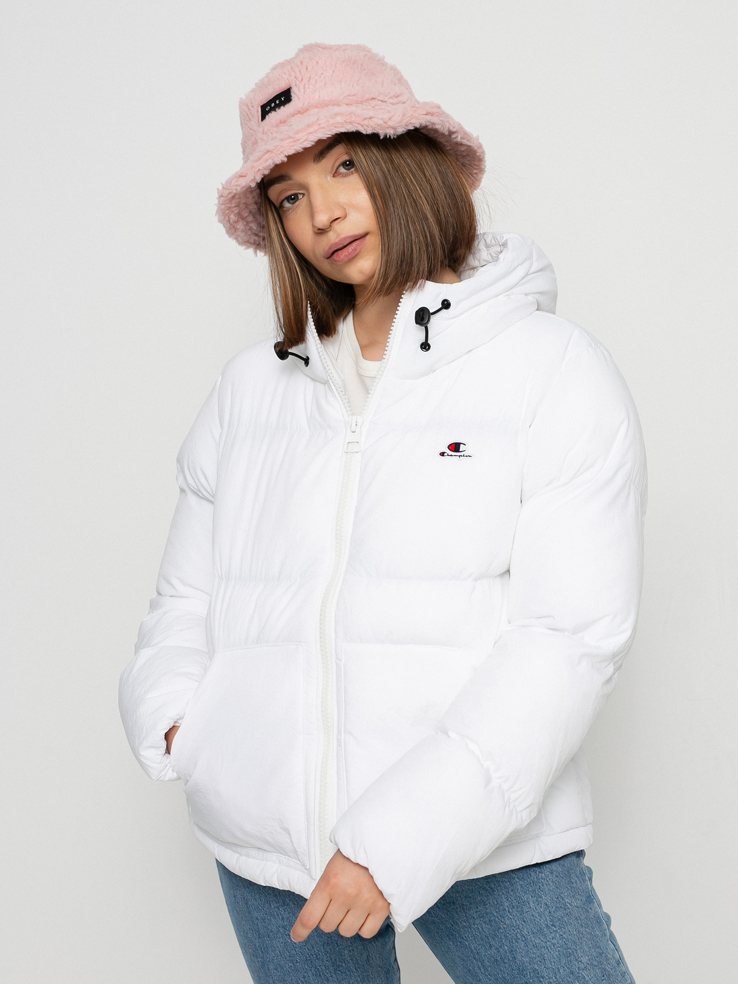 Kurtka Champion Hooded Jacket 114577 Wmn (wht)