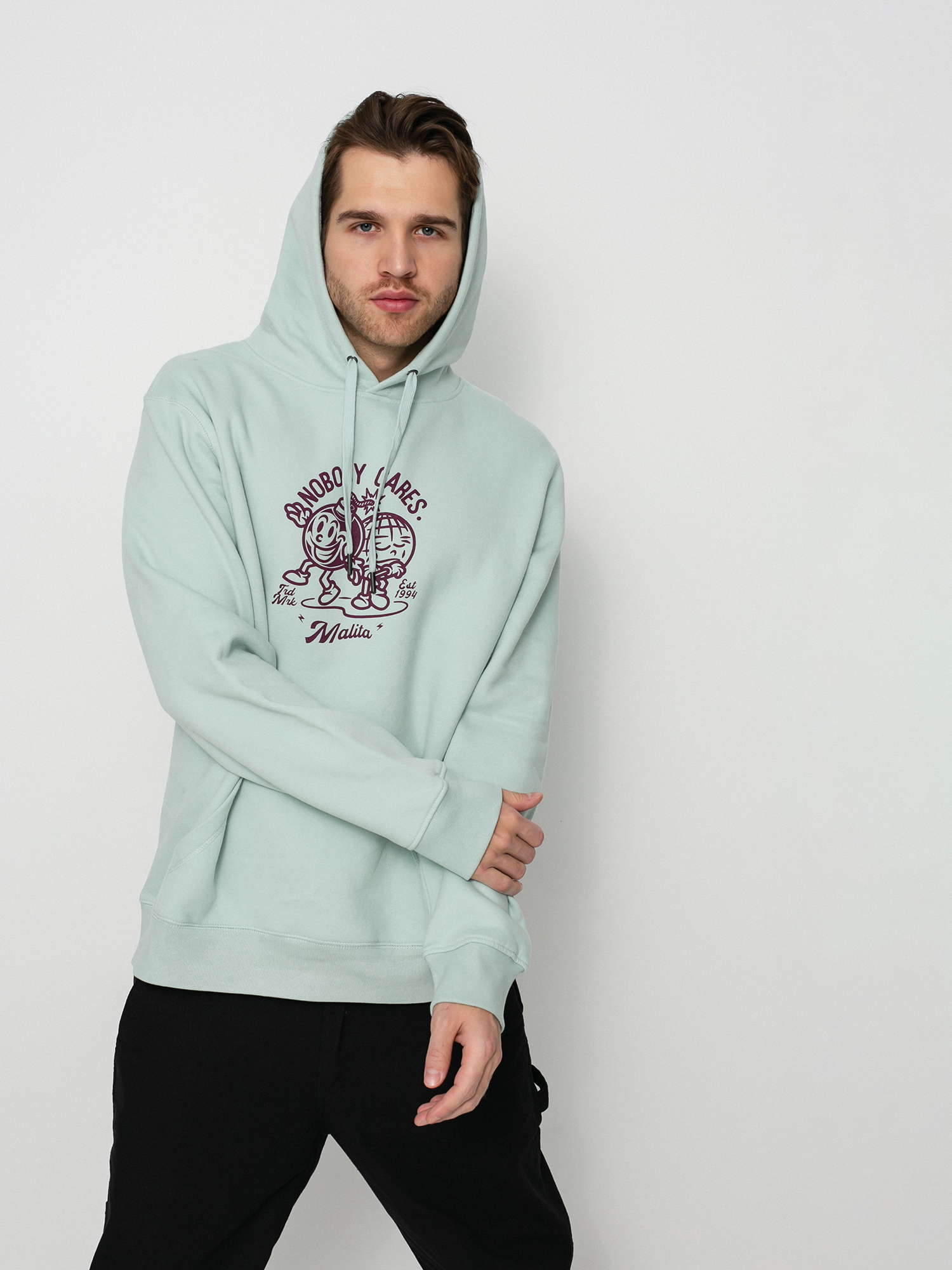 Bluza z kapturem Malita Nobody Cares HD (pistachio)