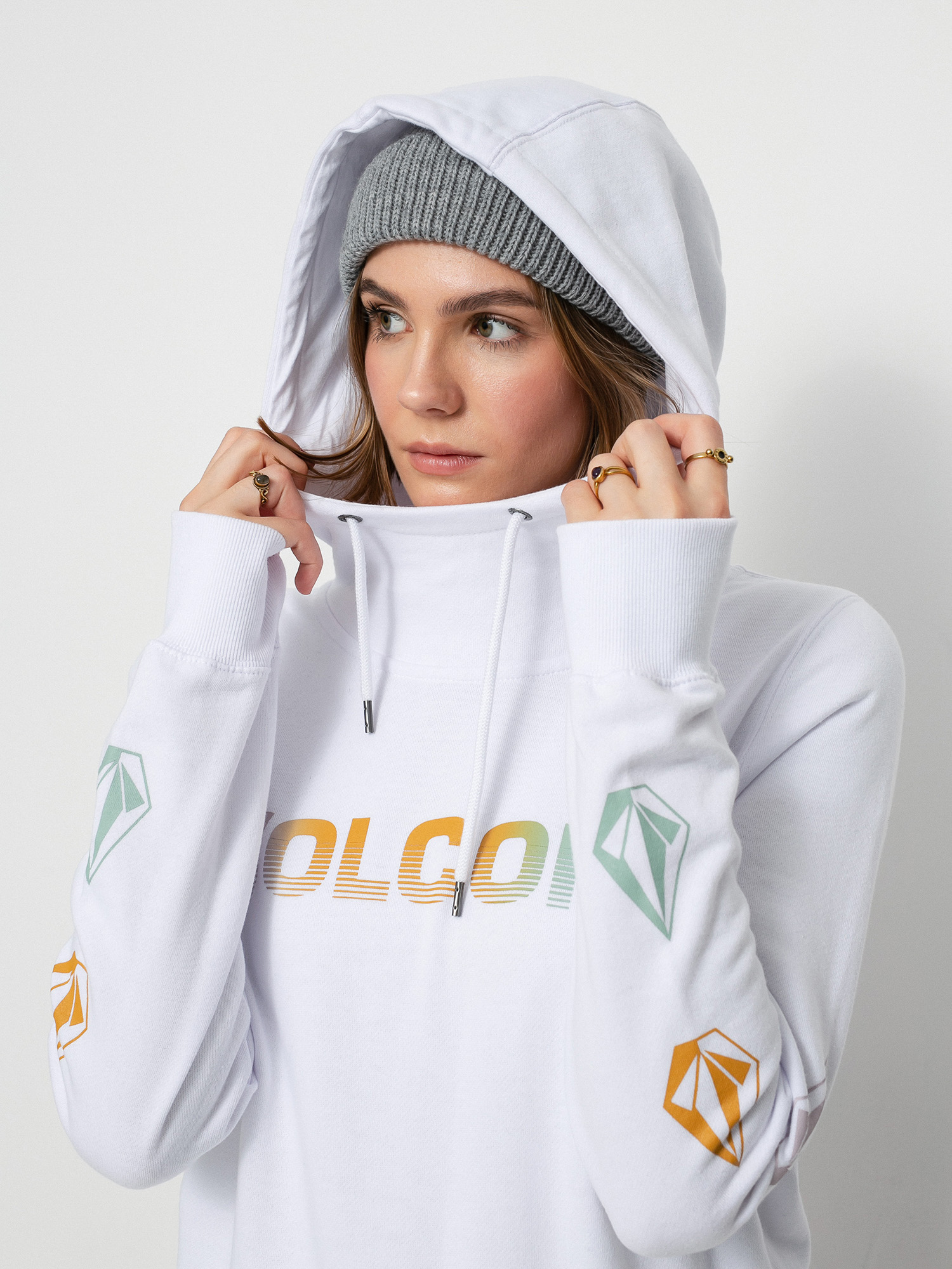 Bluza z kapturem Volcom Costus HD Wmn (white)