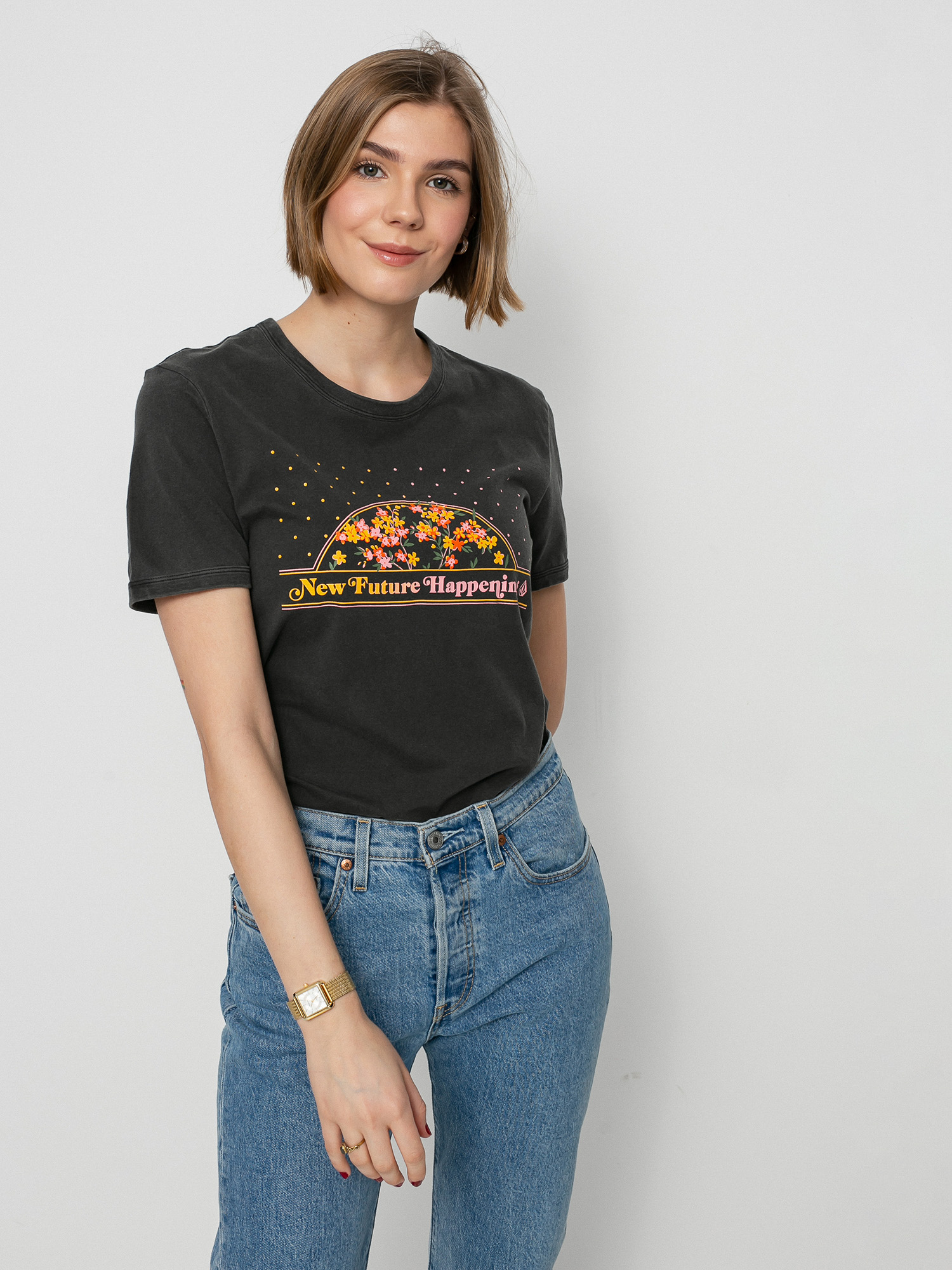 T-shirt Volcom Truly Ringer Wmn (black)