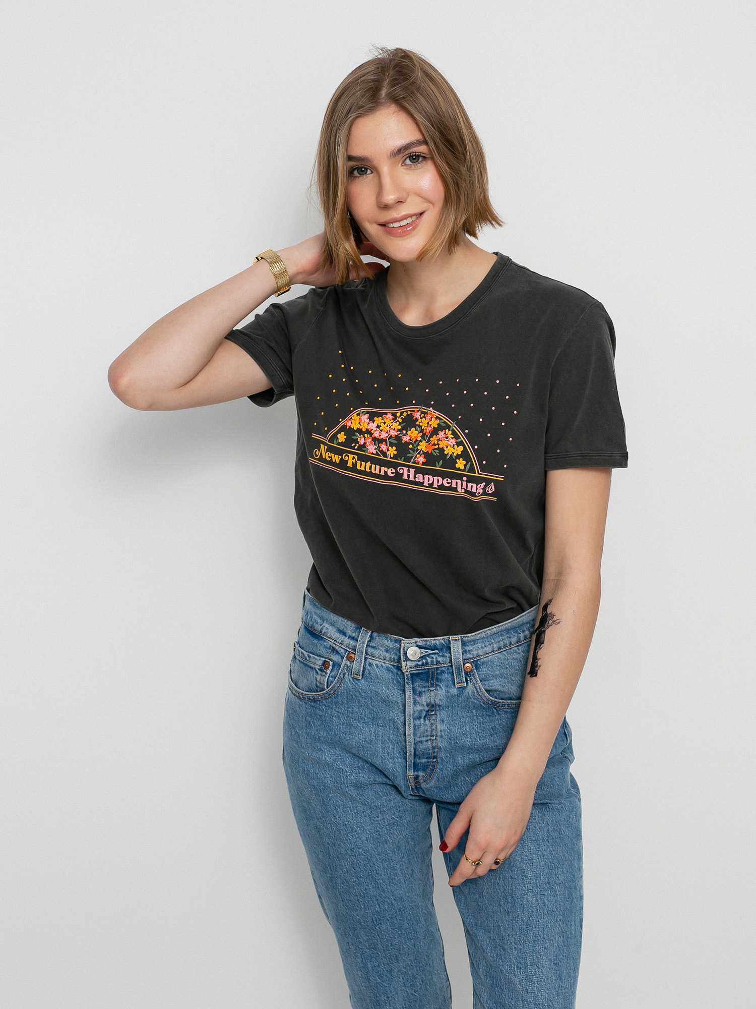 T-shirt Volcom Truly Ringer Wmn (black)