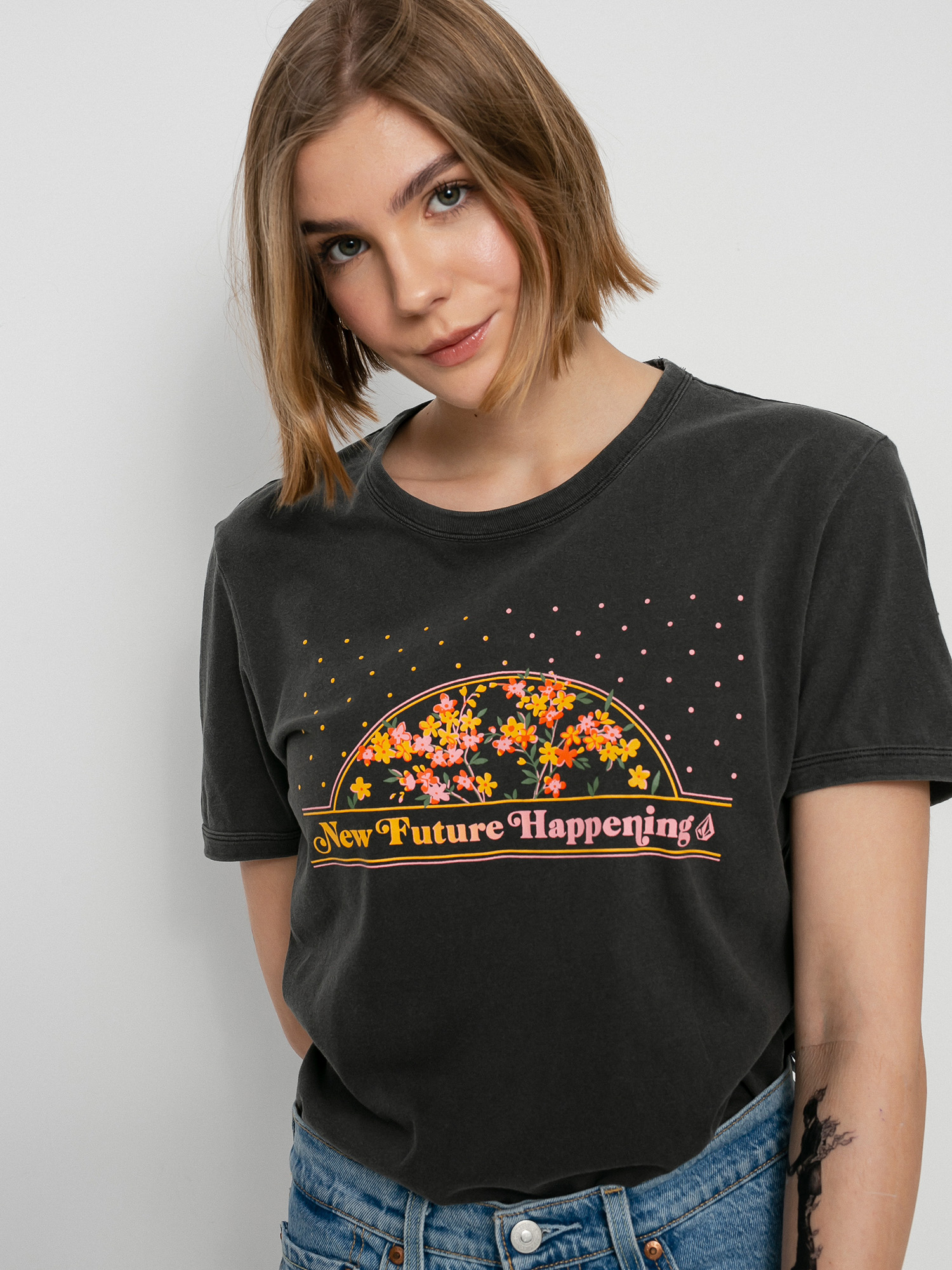 T-shirt Volcom Truly Ringer Wmn (black)
