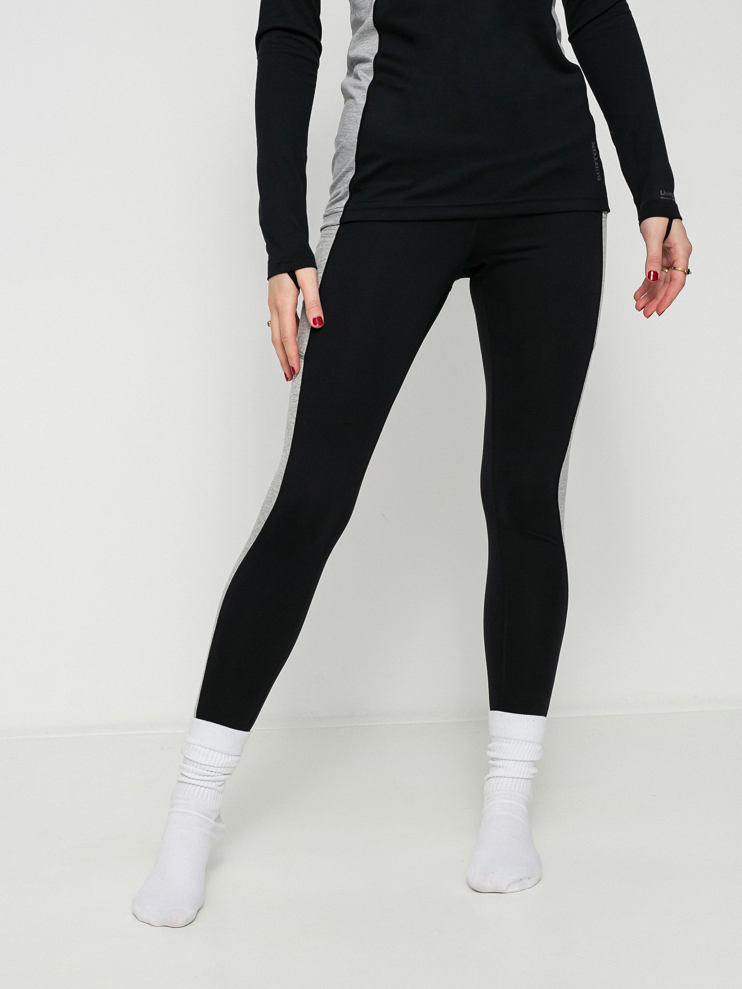 Legginsy aktywne Burton Midweight X Base Layers Wmn (true black/gray heather)