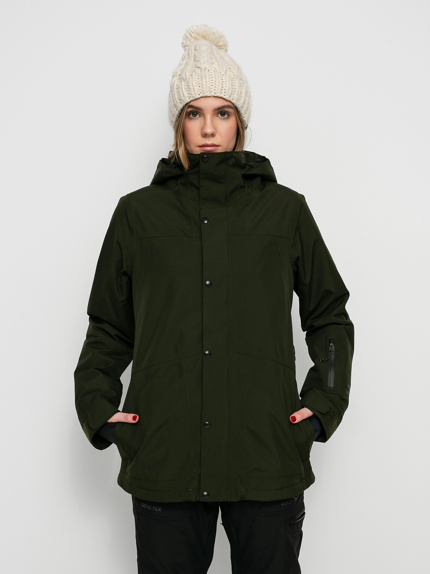 Damska Kurtka snowboardowa Volcom Ell Ins Gore Tex (black green)