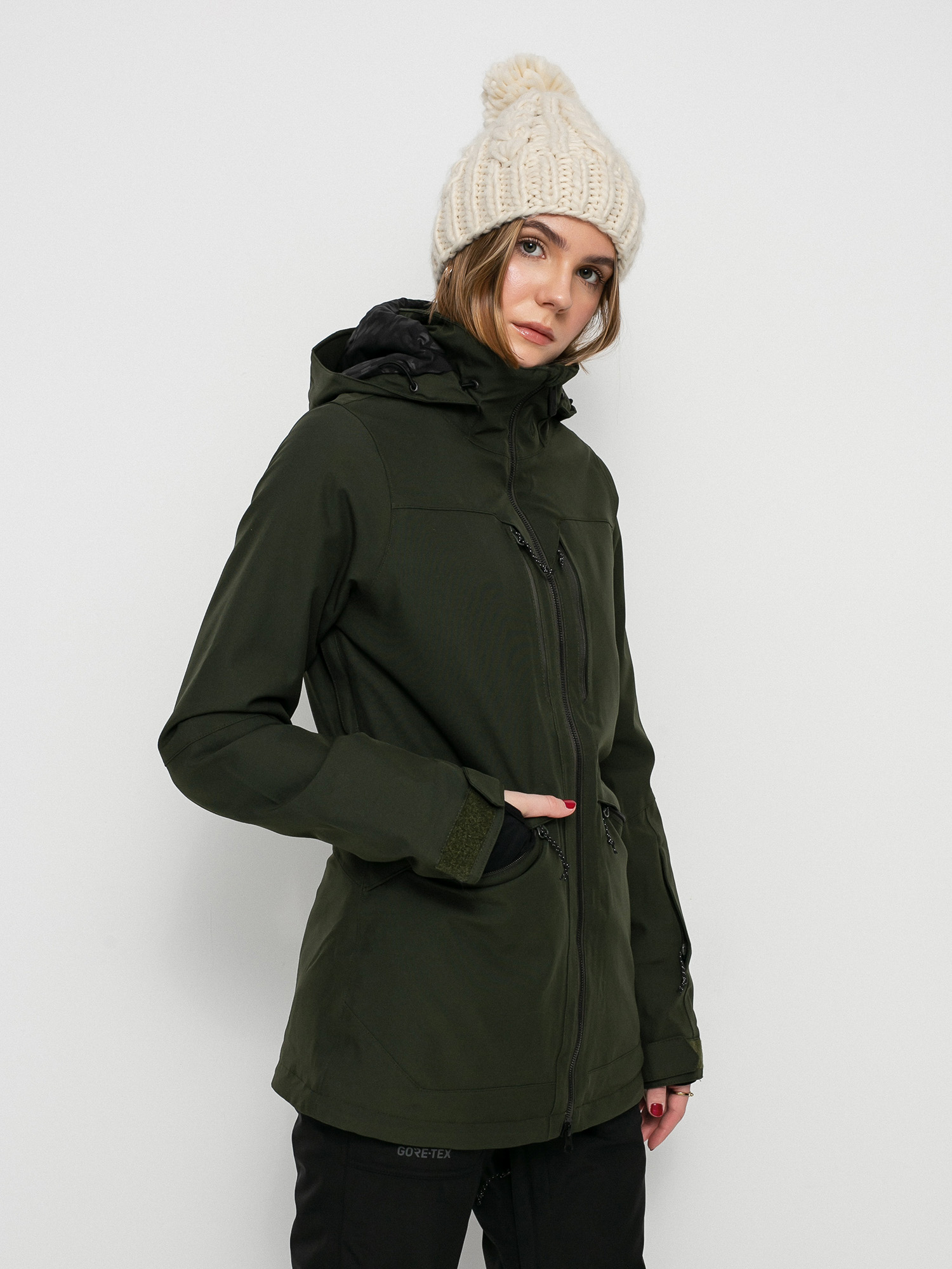 Damska Kurtka snowboardowa Volcom Shelter 3D Stretch (black green)