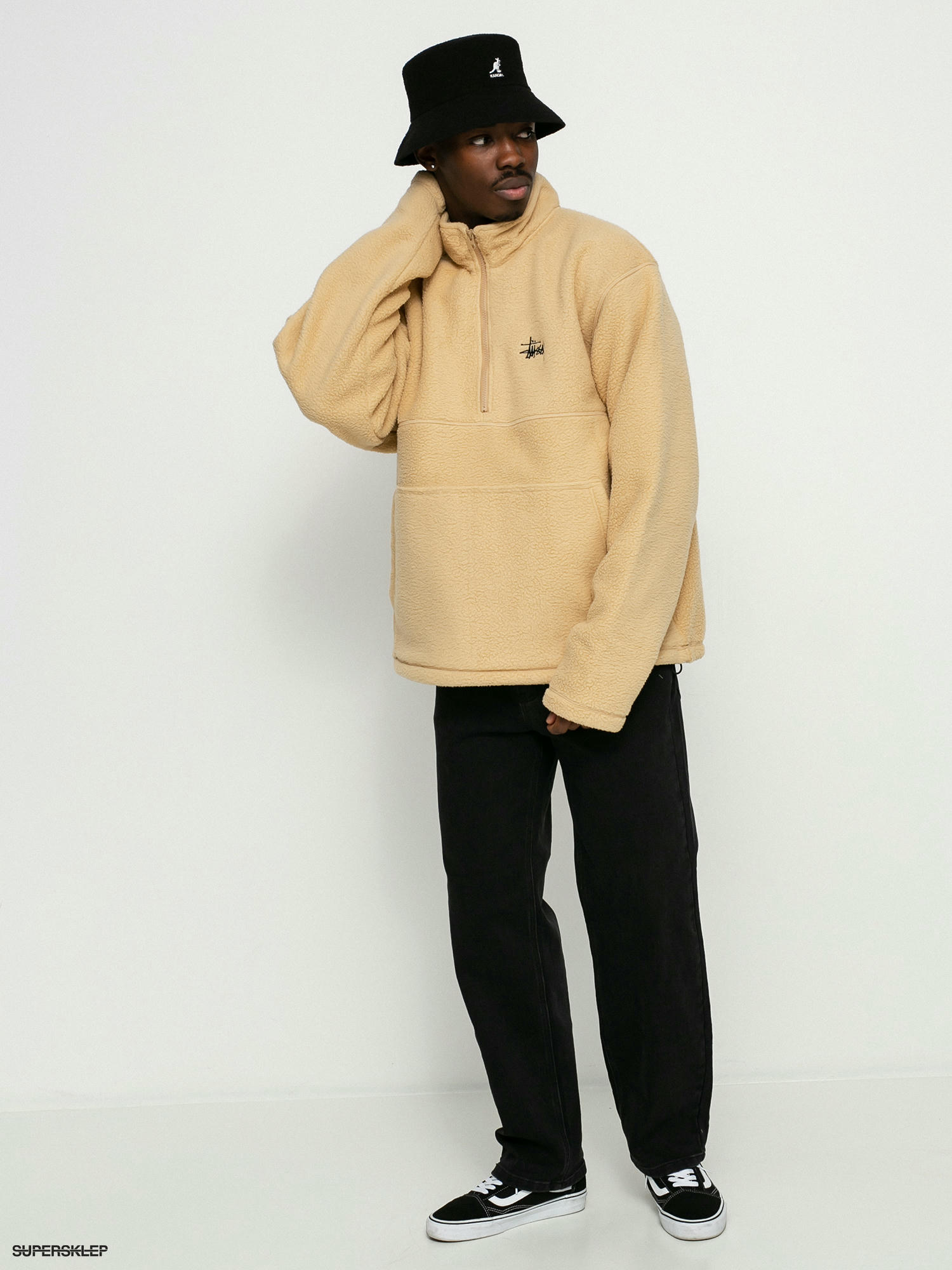 Polar Stussy Half Zip Mock Neck (beige)