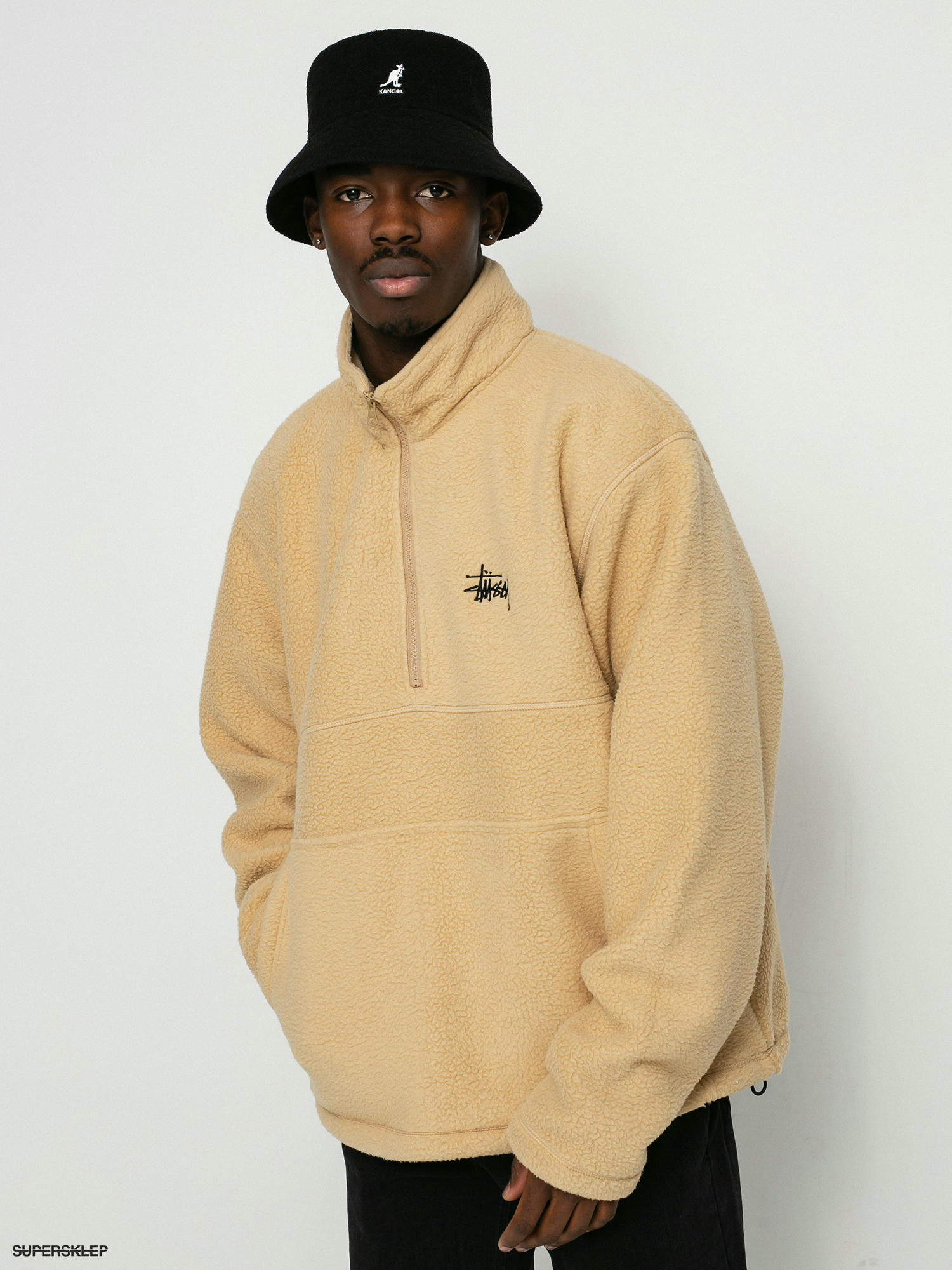 Polar Stussy Half Zip Mock Neck (beige)