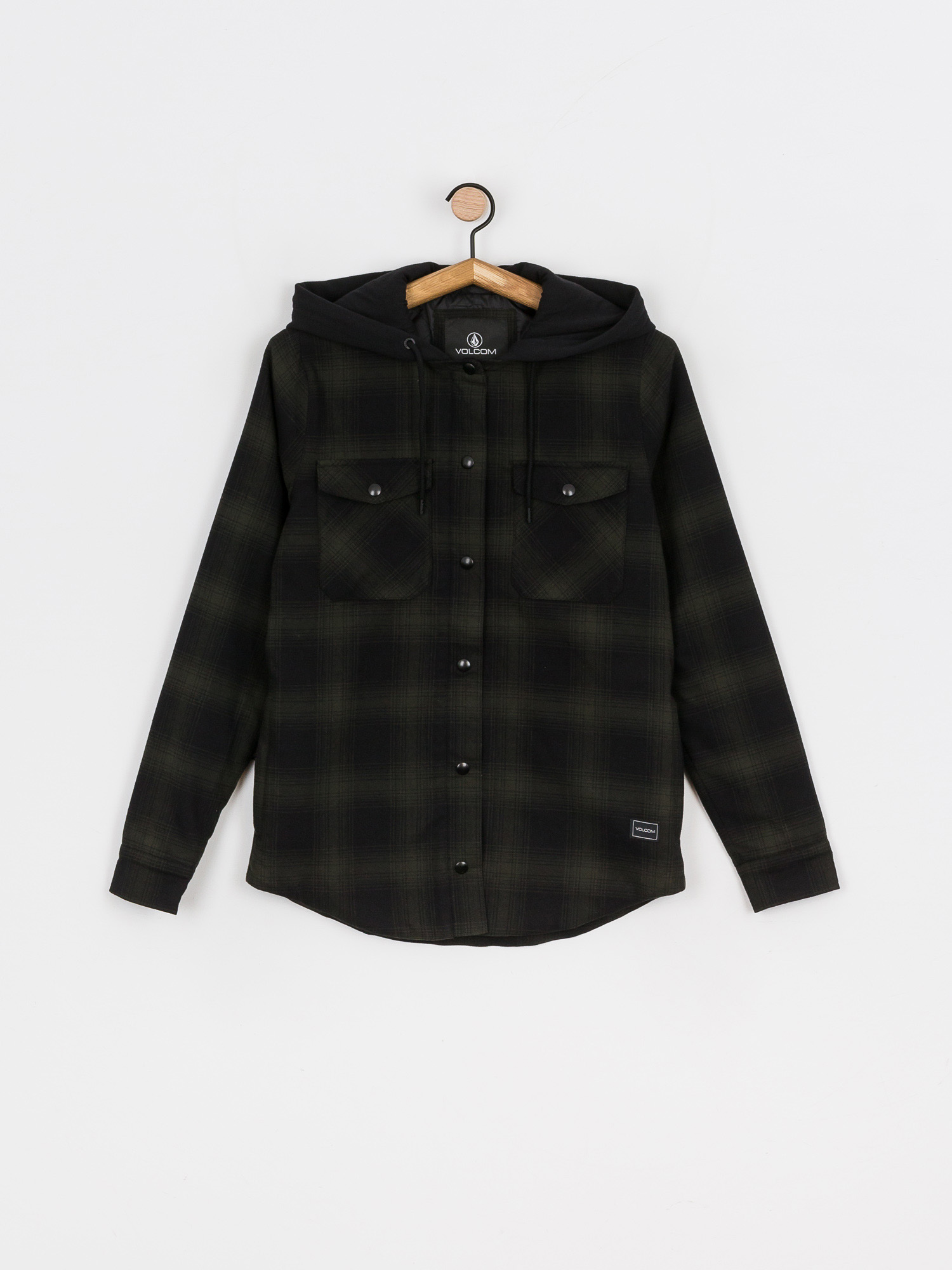 Bluza z kapturem Volcom Hooded Flannel Wmn (black green)