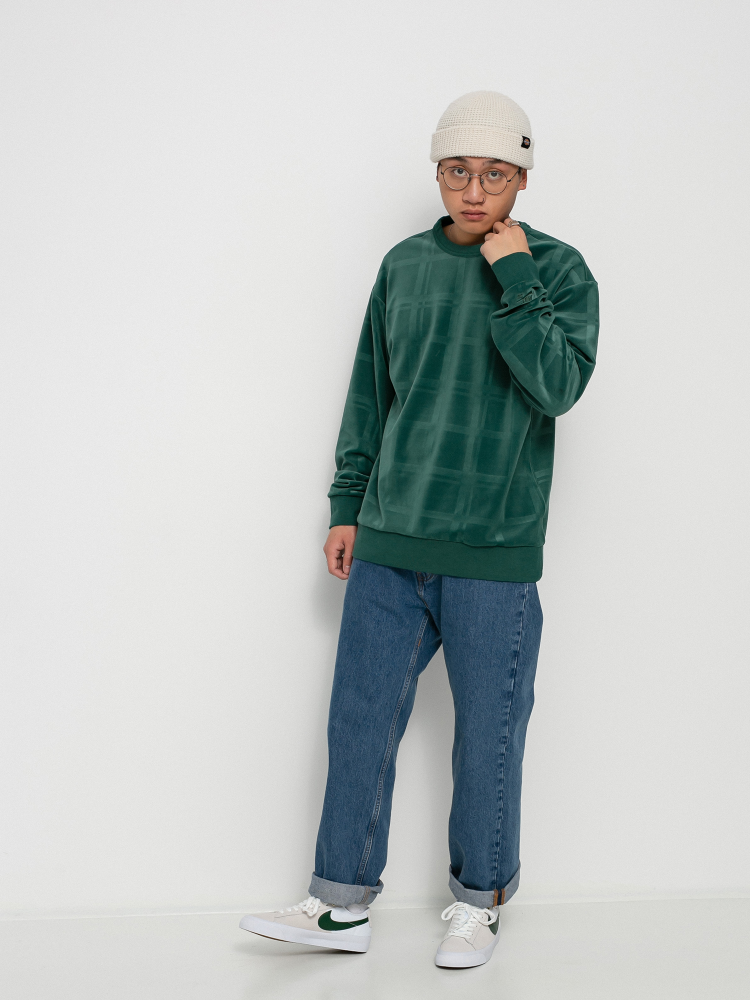 Sweter Nike SB Plaid Crew (noble green/noble green)