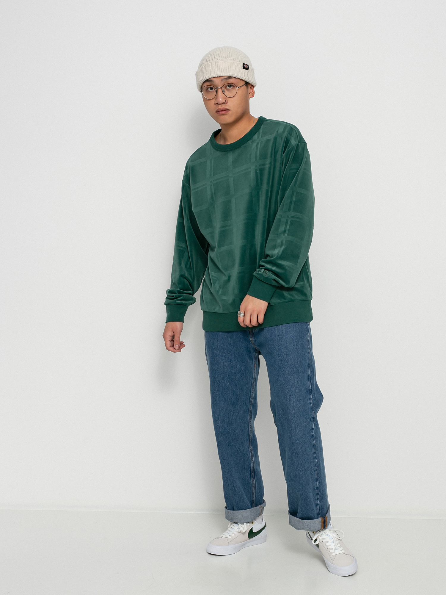 Sweter Nike SB Plaid Crew (noble green/noble green)