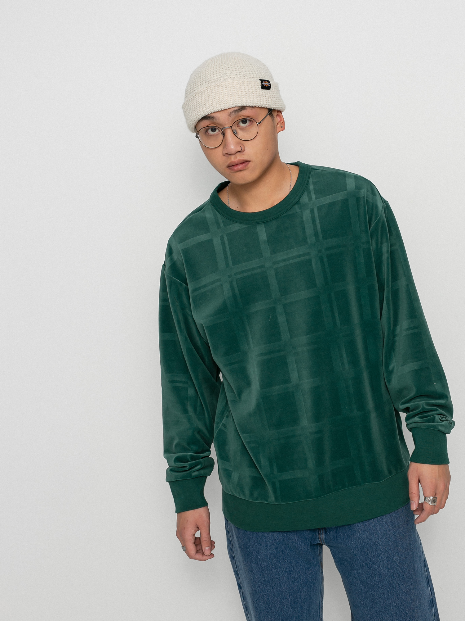 Sweter Nike SB Plaid Crew (noble green/noble green)