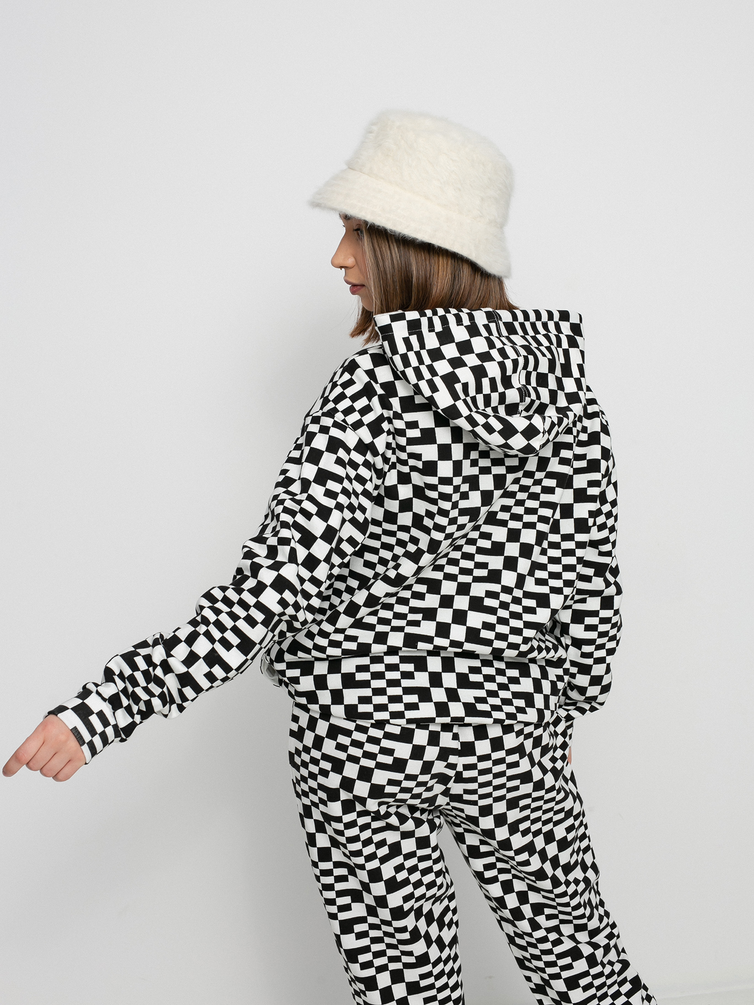 Bluza z kapturem Volcom Check U Out HD Wmn (black white)