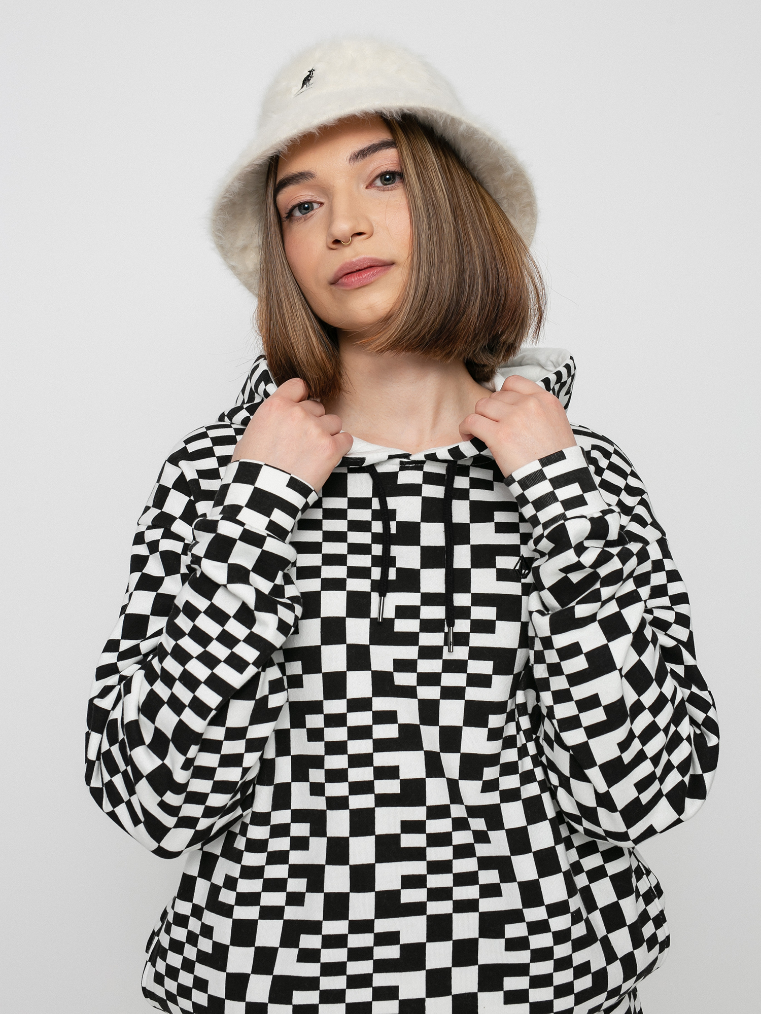 Bluza z kapturem Volcom Check U Out HD Wmn (black white)