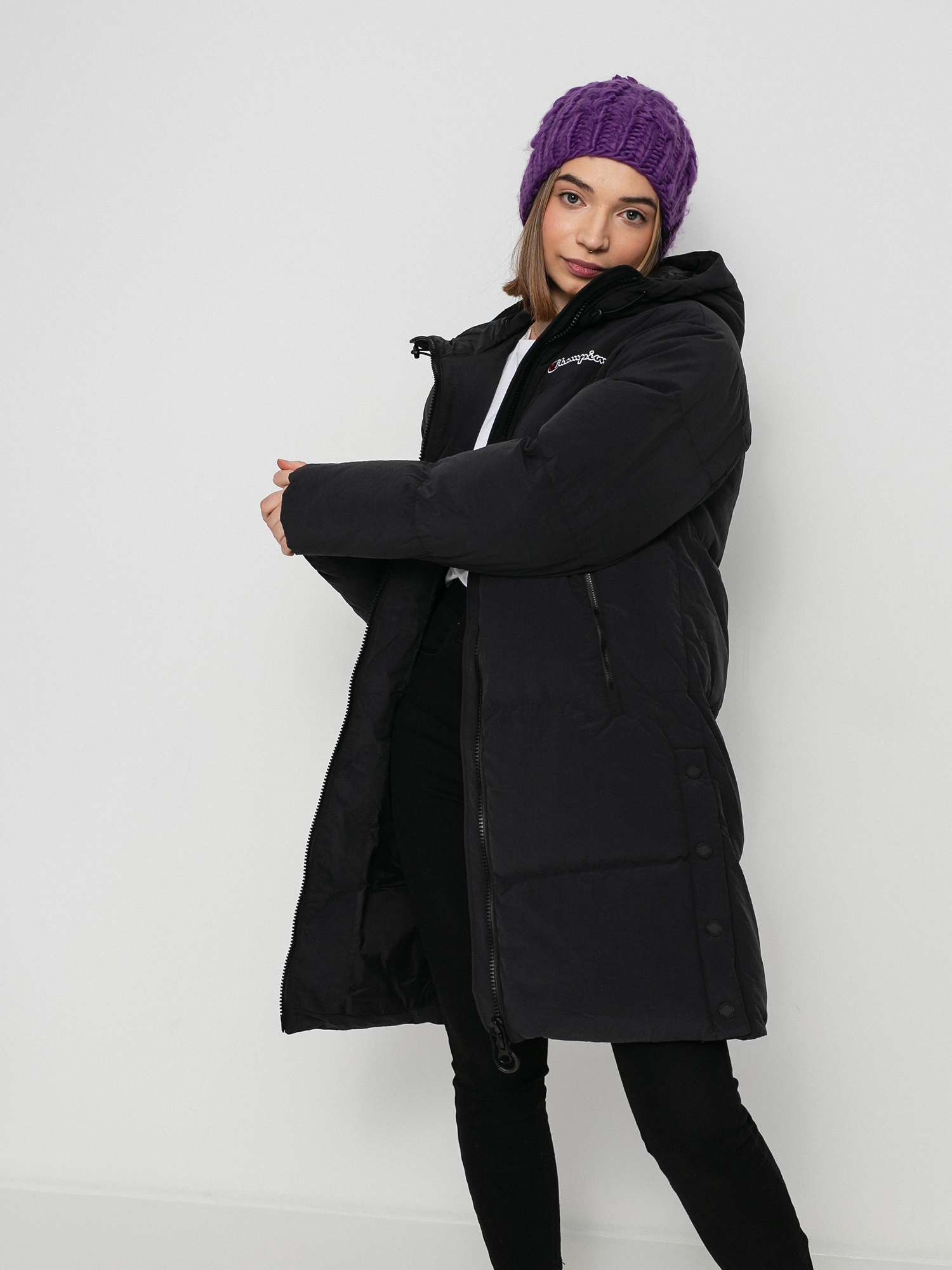 Kurtka Champion Hooded Polyfilled Jacket 114581 Wmn (nbk)