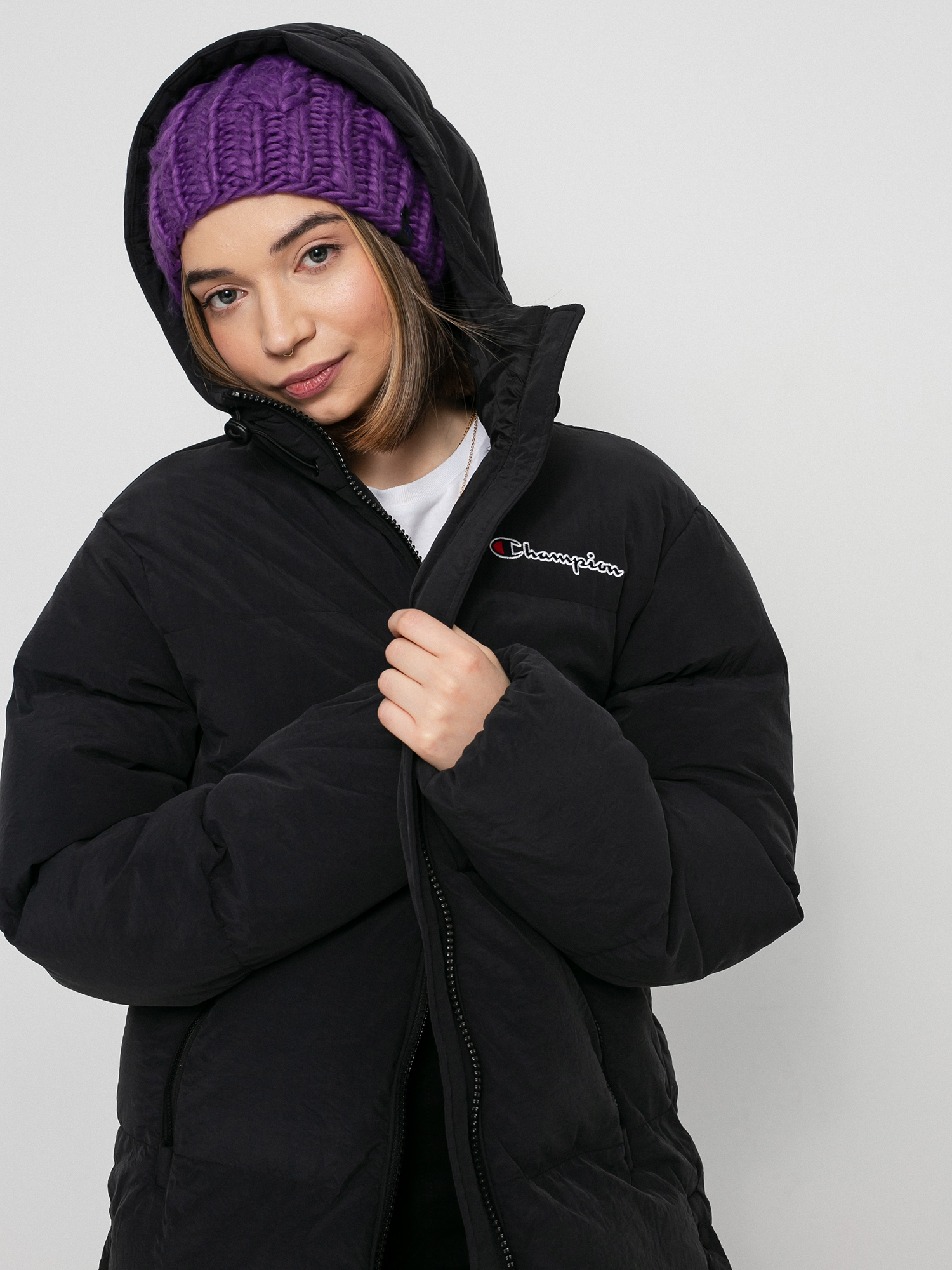 Kurtka Champion Hooded Polyfilled Jacket 114581 Wmn (nbk)