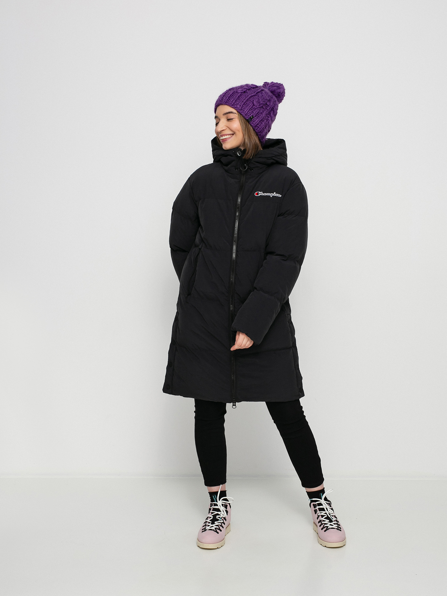 Kurtka Champion Hooded Polyfilled Jacket 114581 Wmn (nbk)