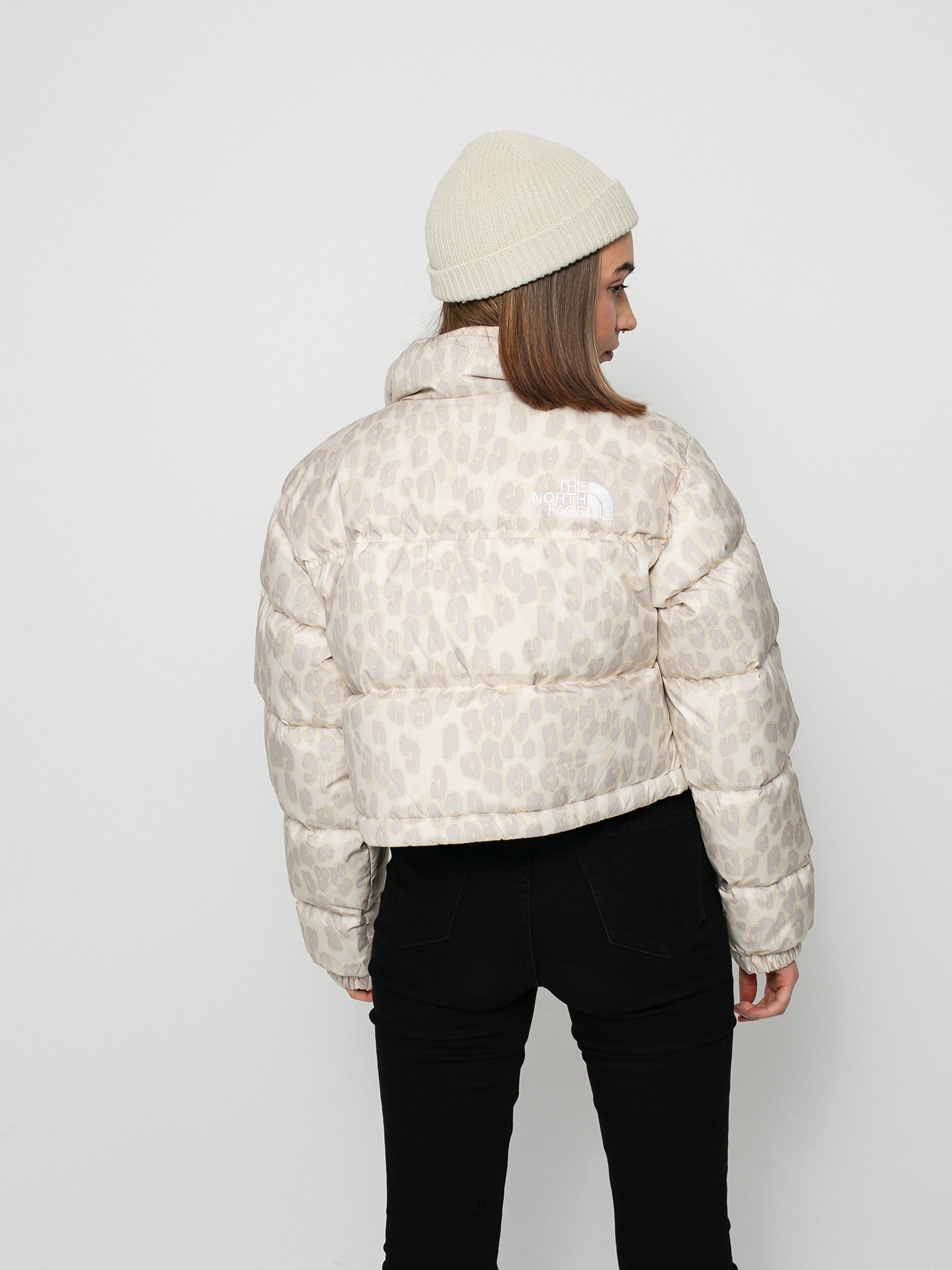 Kurtka The North Face Printed Nuptse Short Wmn (silver grey leopard print)