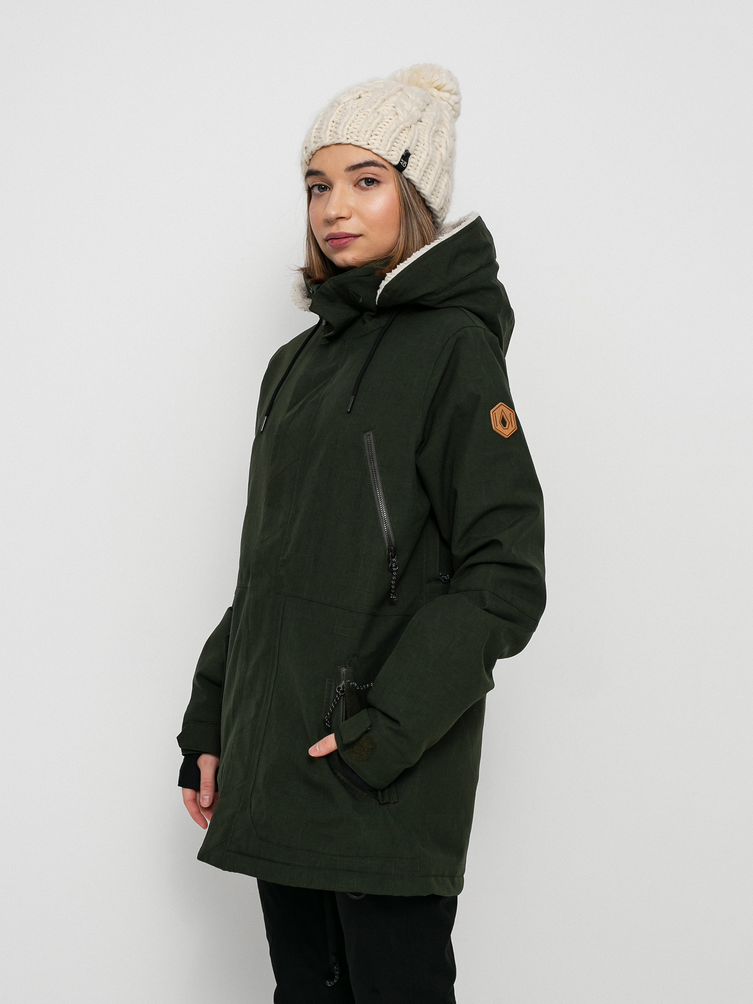 Damska Kurtka snowboardowa Volcom Shrine Ins (black green)