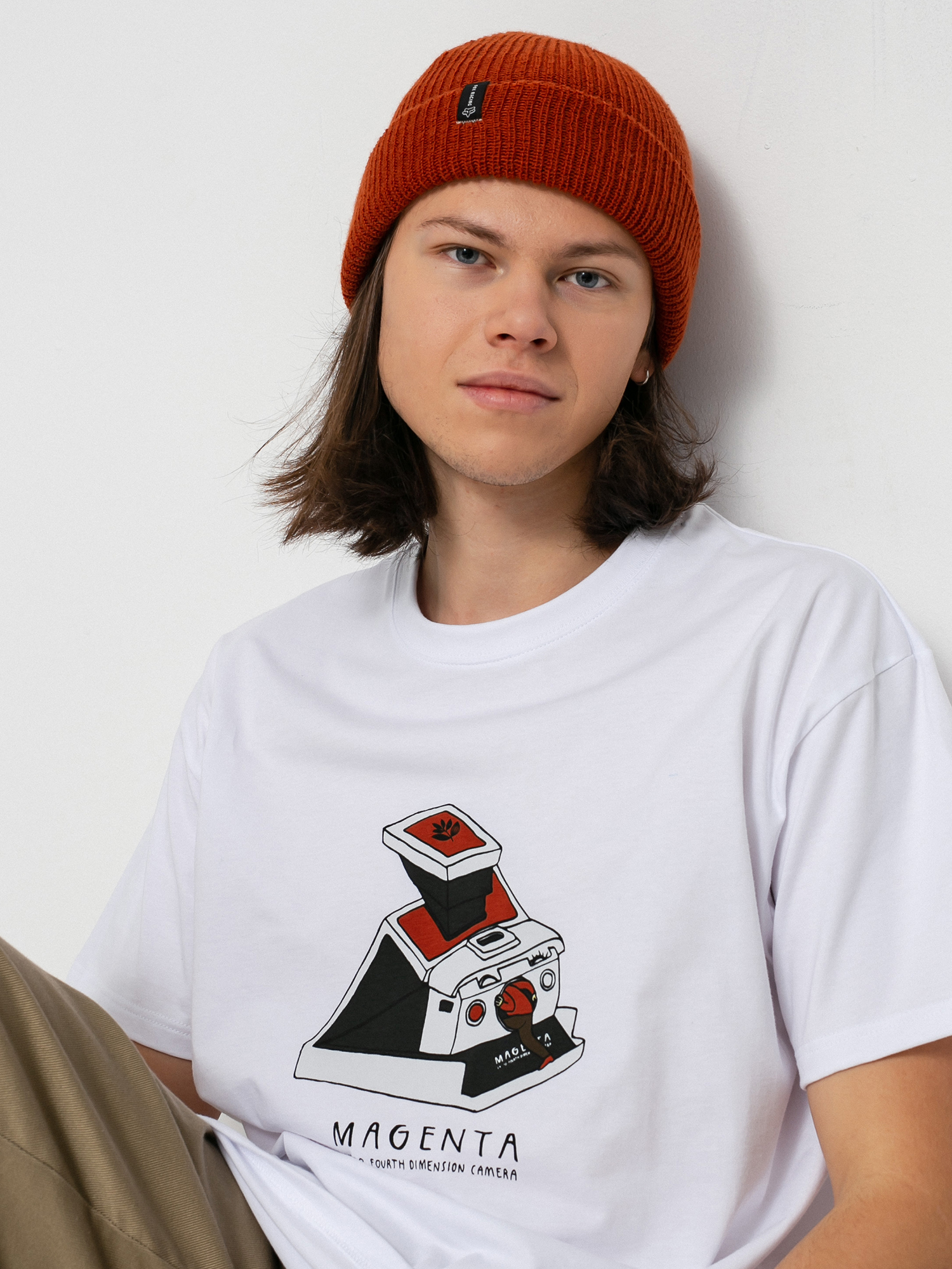 T-shirt Magenta Camera (white)
