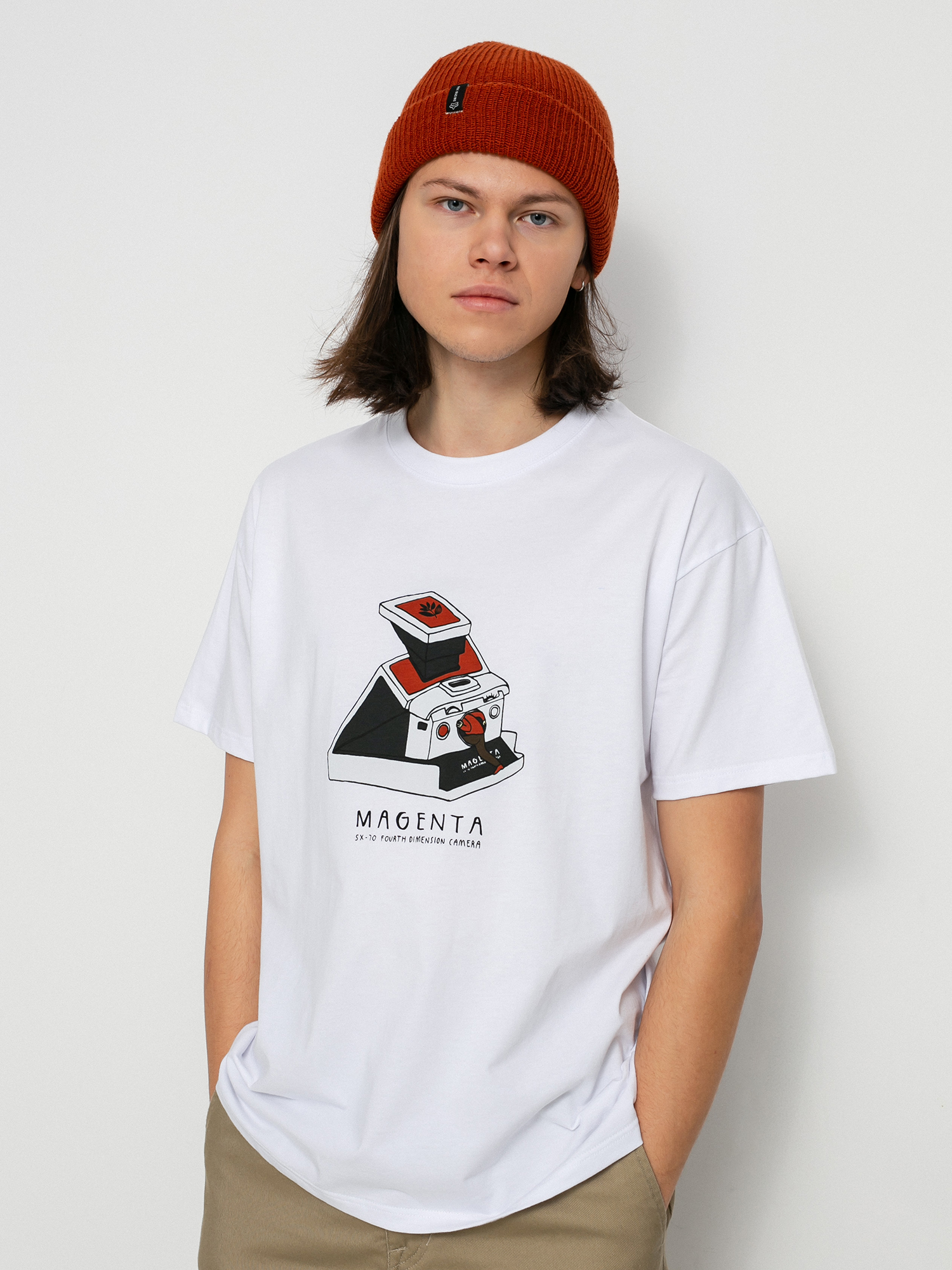 T-shirt Magenta Camera (white)