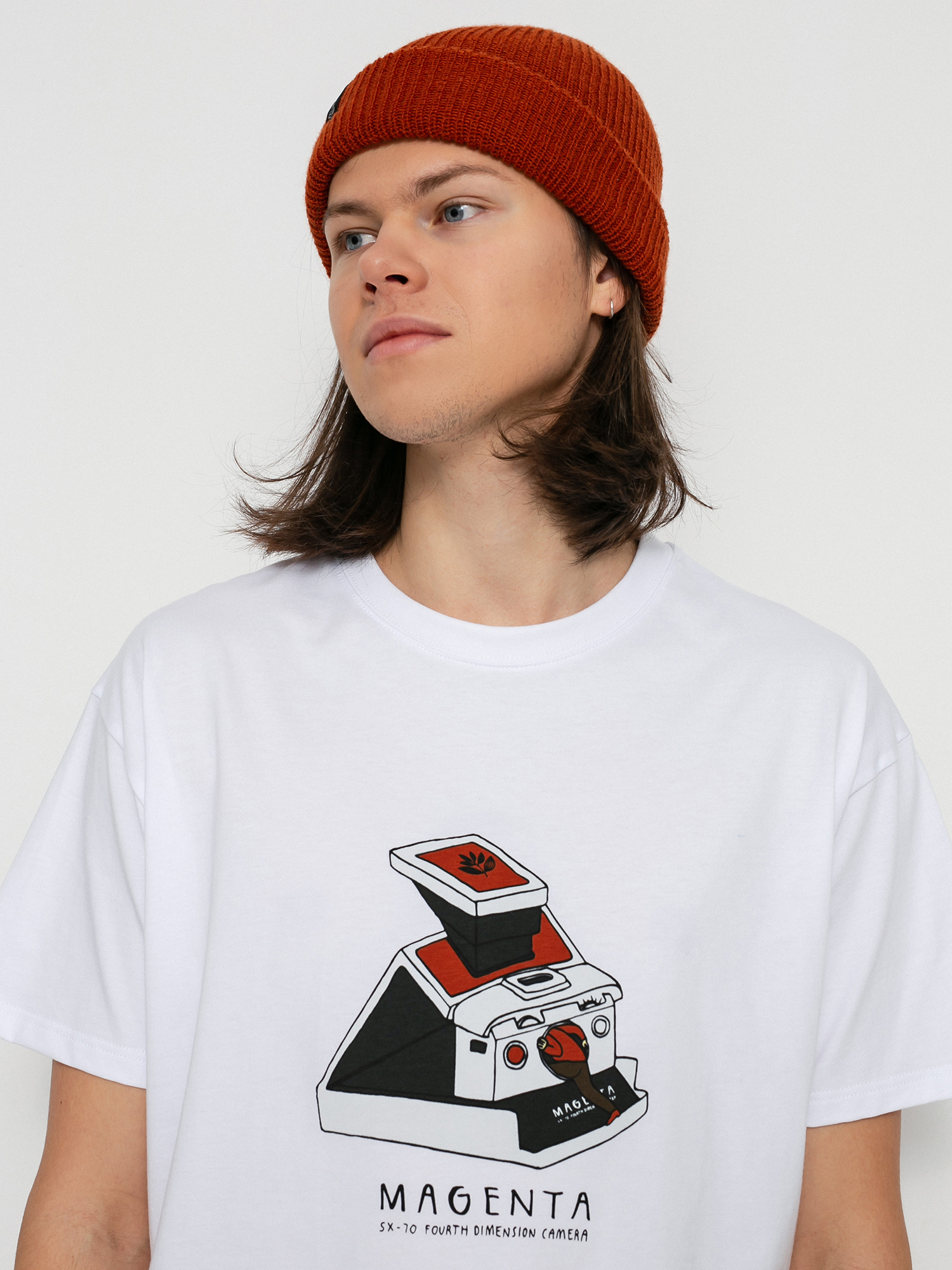 T-shirt Magenta Camera (white)