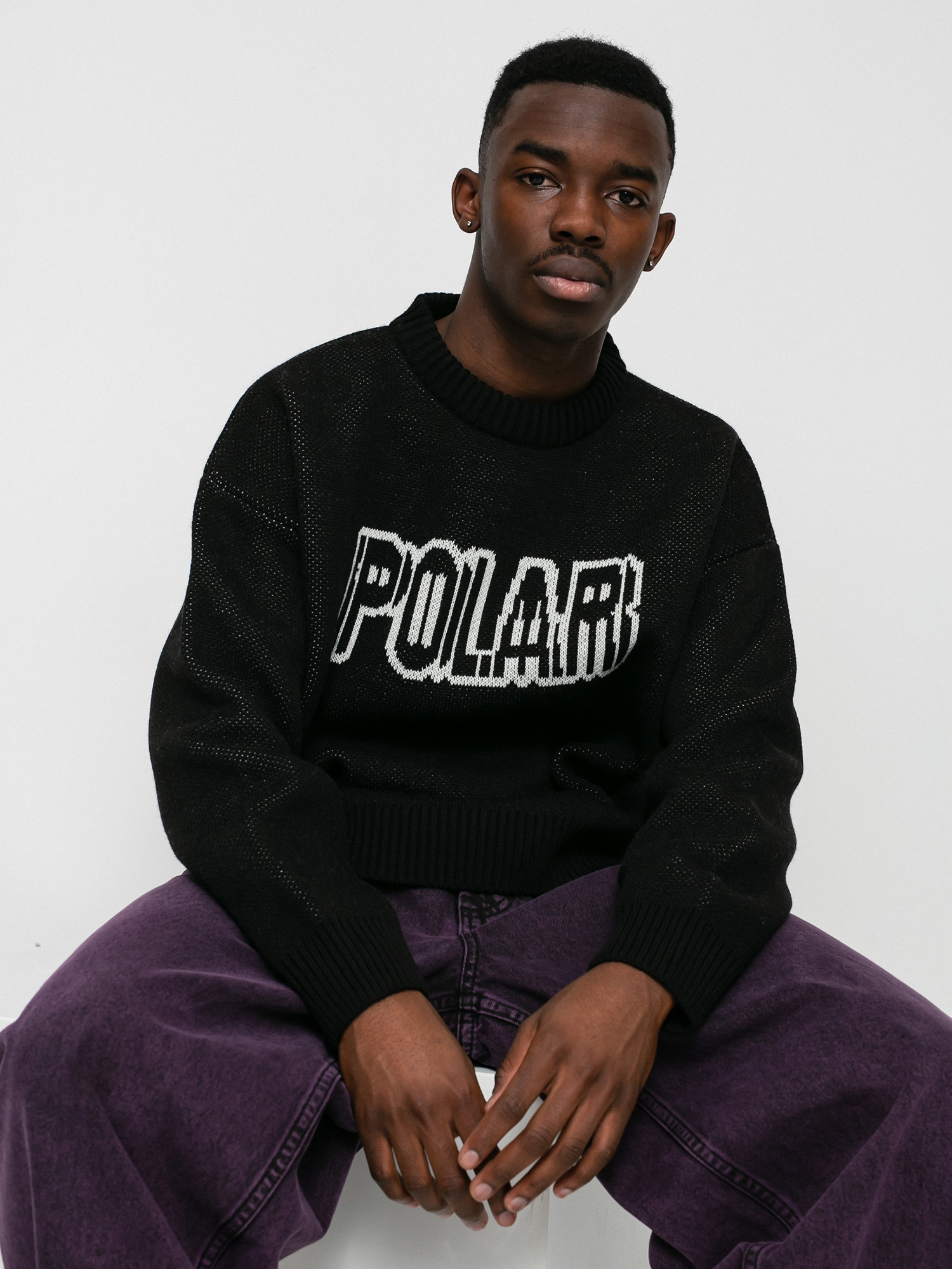 Sweter Polar Skate Earthquake Logo Knit (black)