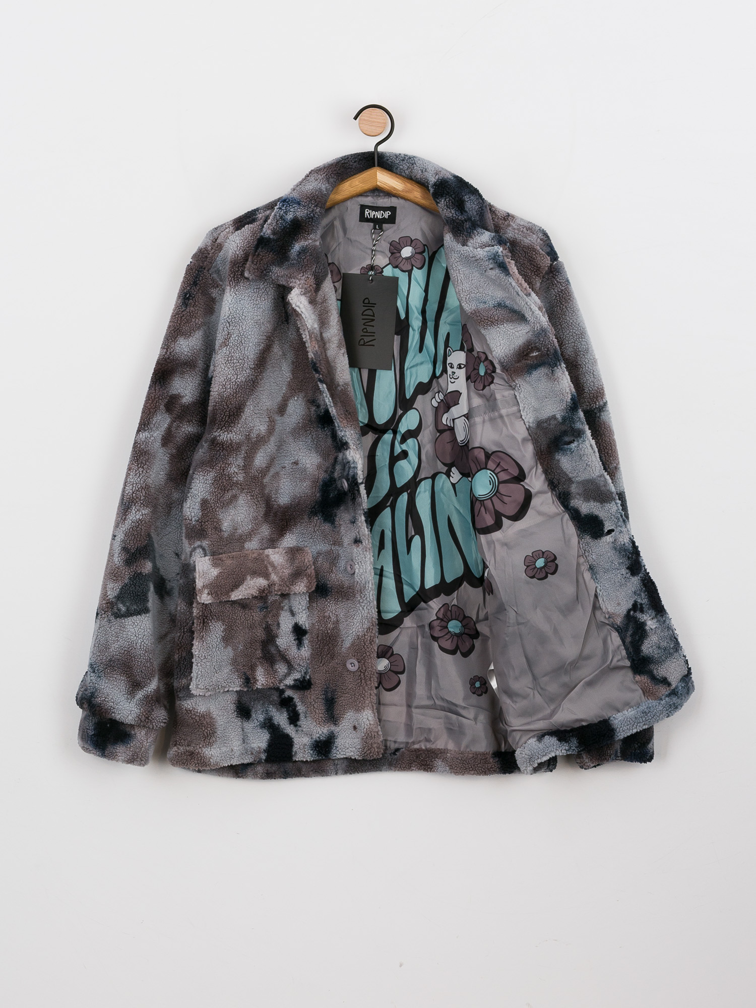 Kurtka RipNDip Warped Tie Dye Sherpa (navy/mauve tie dye)