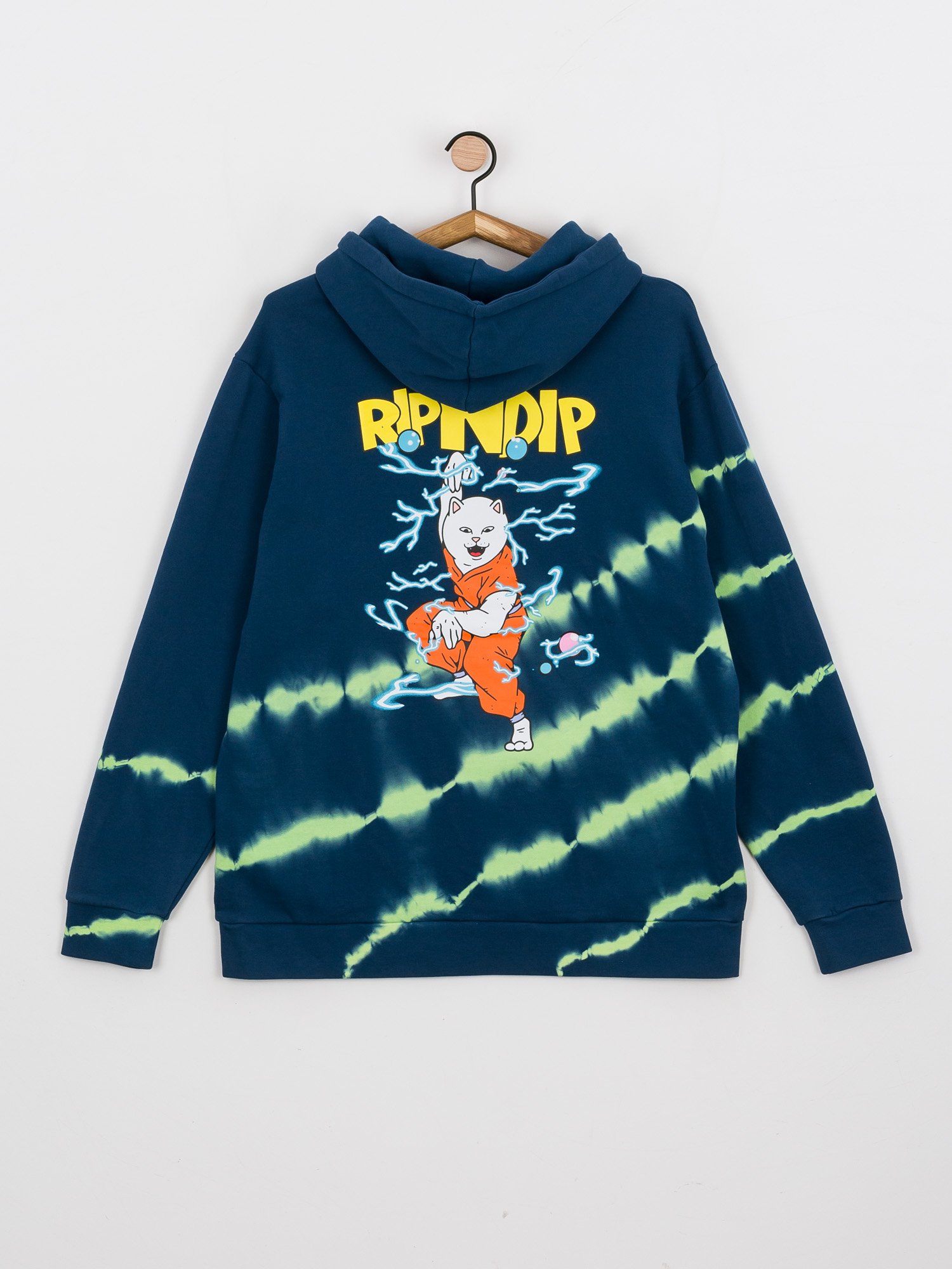 Bluza z kapturem RipNDip Super Sanerm HD (navy/neon green dye)