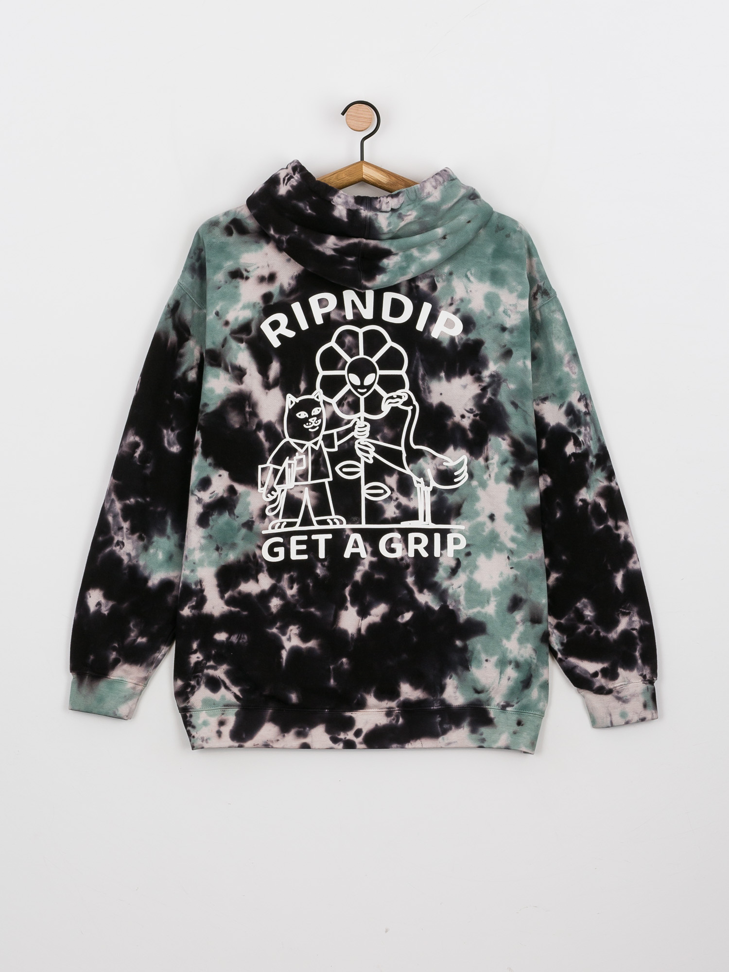 Bluza z kapturem RipNDip Get A Grip HD (black/sage tie dye)