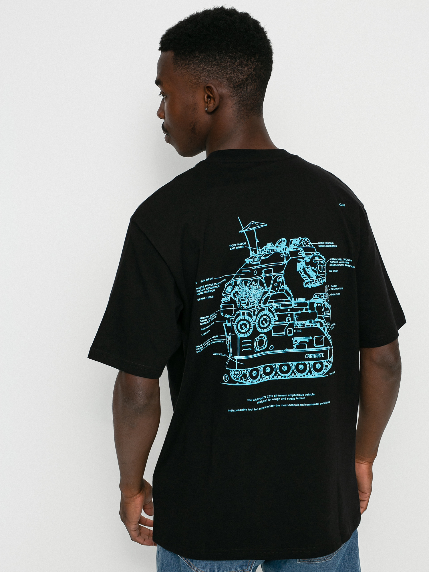 T-shirt Carhartt WIP Blueprint (black/light blue)