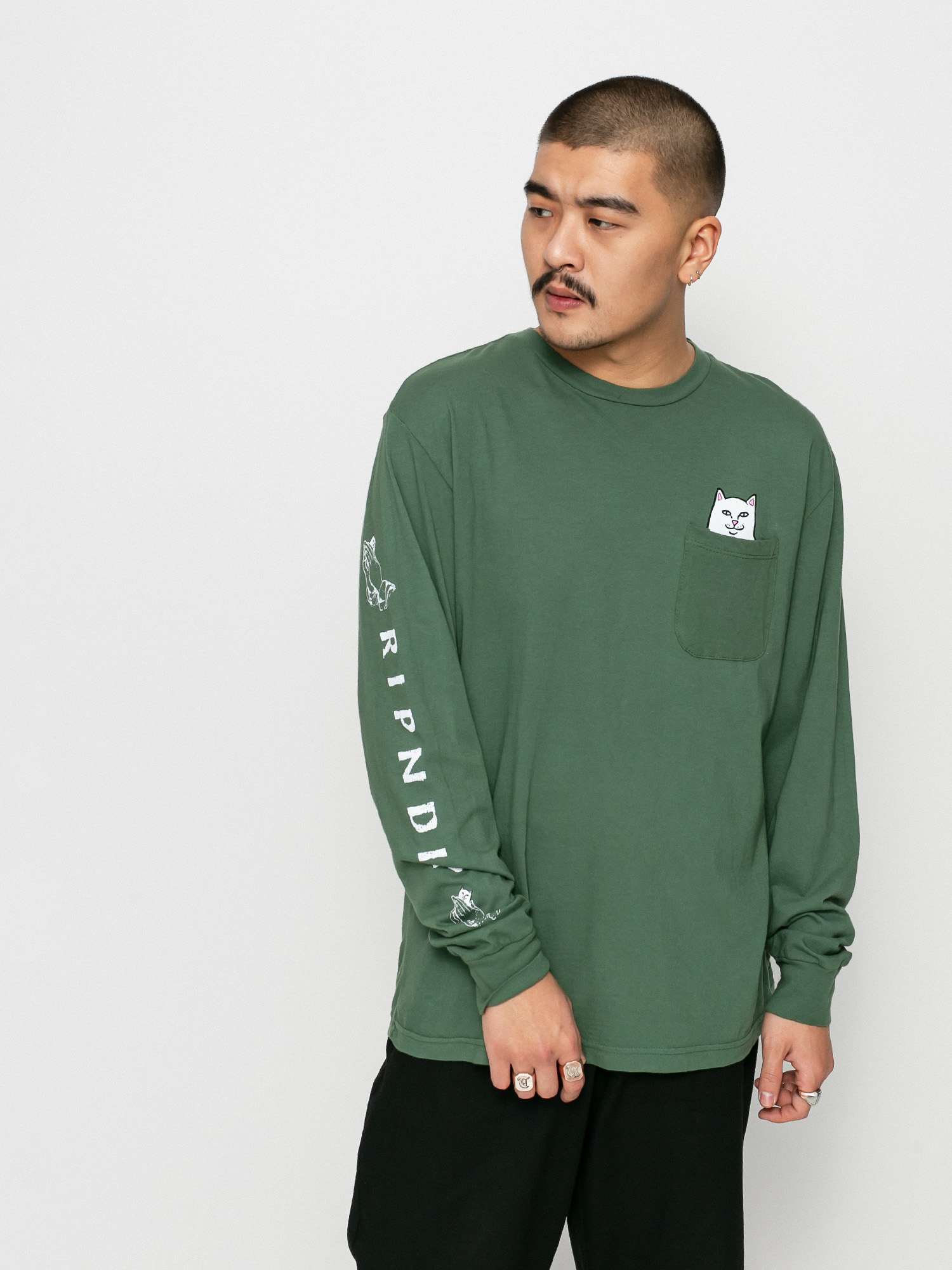 Longsleeve RipNDip Lord Nermal (dark olive)