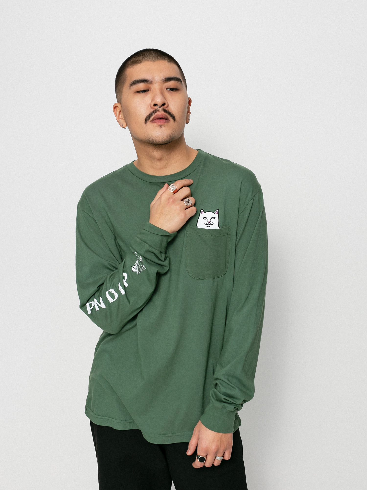 Longsleeve RipNDip Lord Nermal (dark olive)