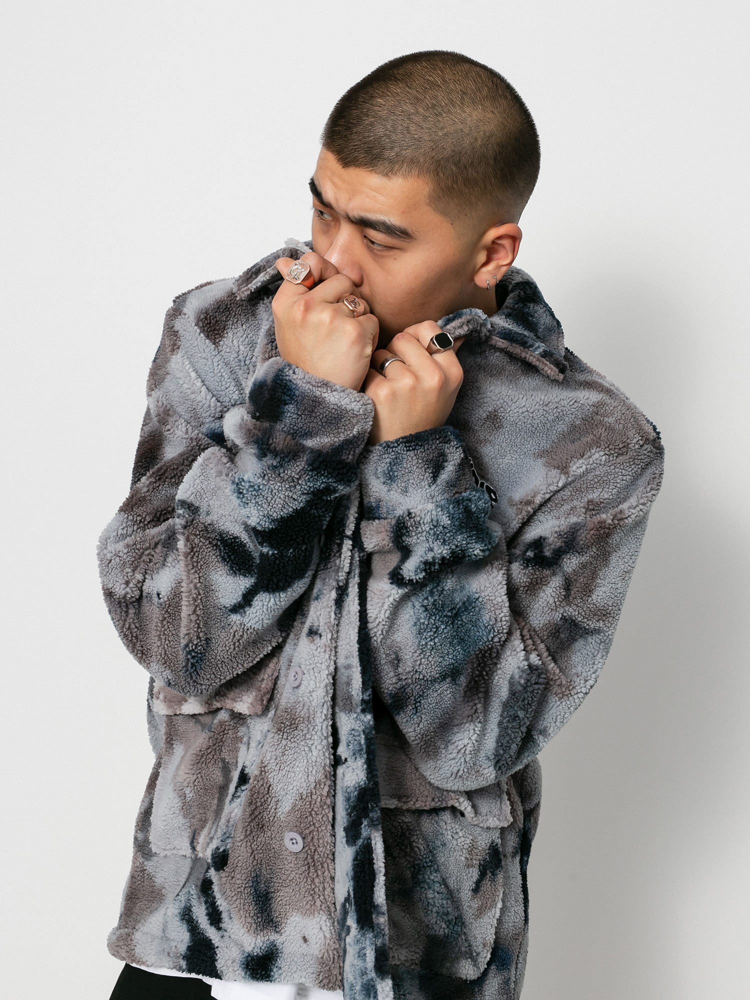 Kurtka RipNDip Warped Tie Dye Sherpa (navy/mauve tie dye)