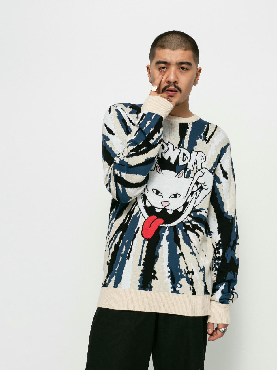 Sweter RipNDip Big Smile Knit (cream/navy)