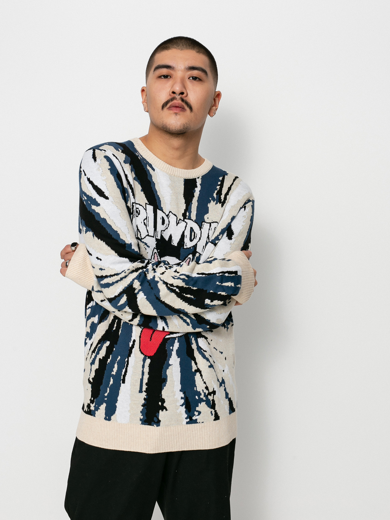 Sweter RipNDip Big Smile Knit (cream/navy)
