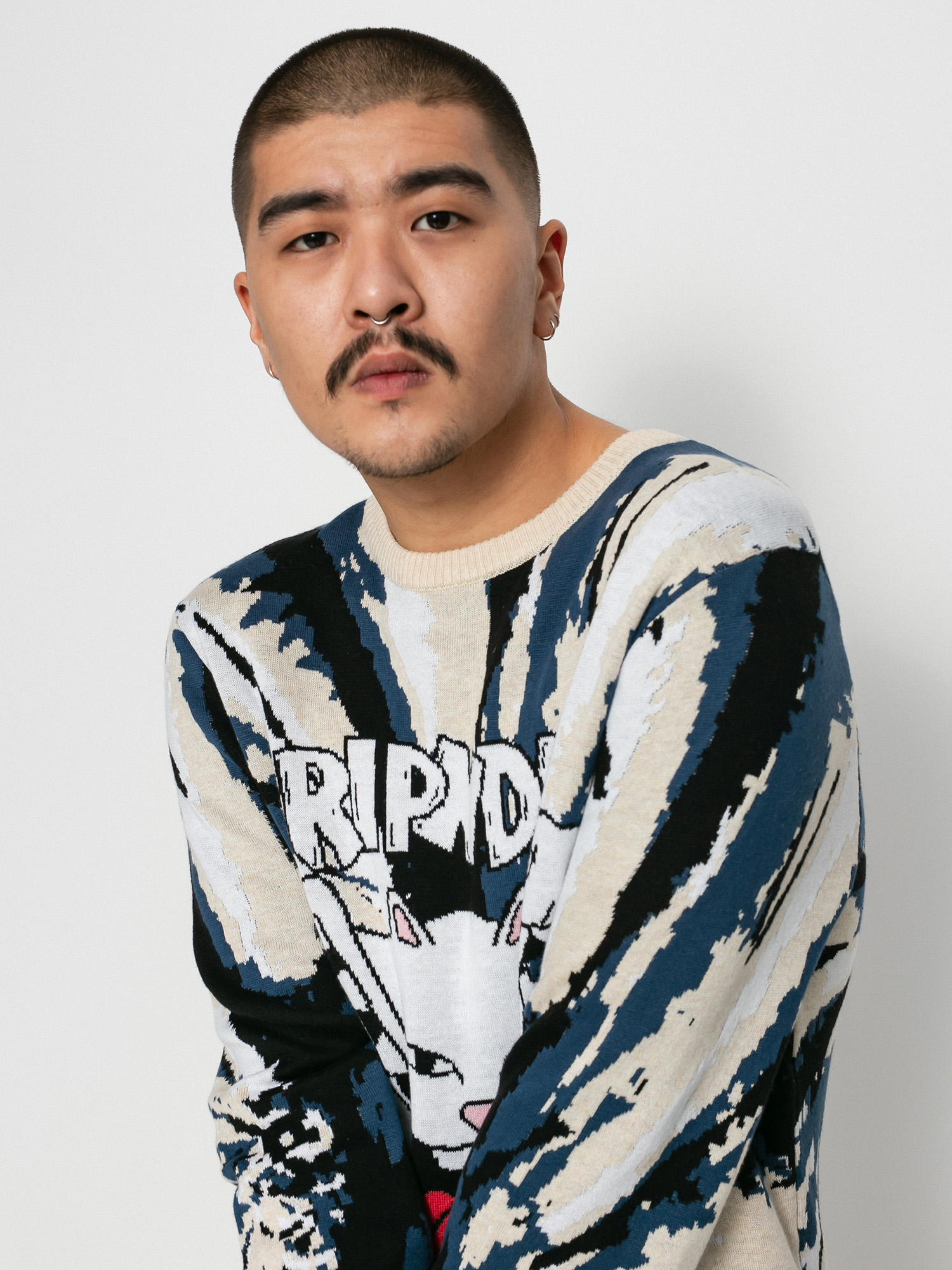 Sweter RipNDip Big Smile Knit (cream/navy)